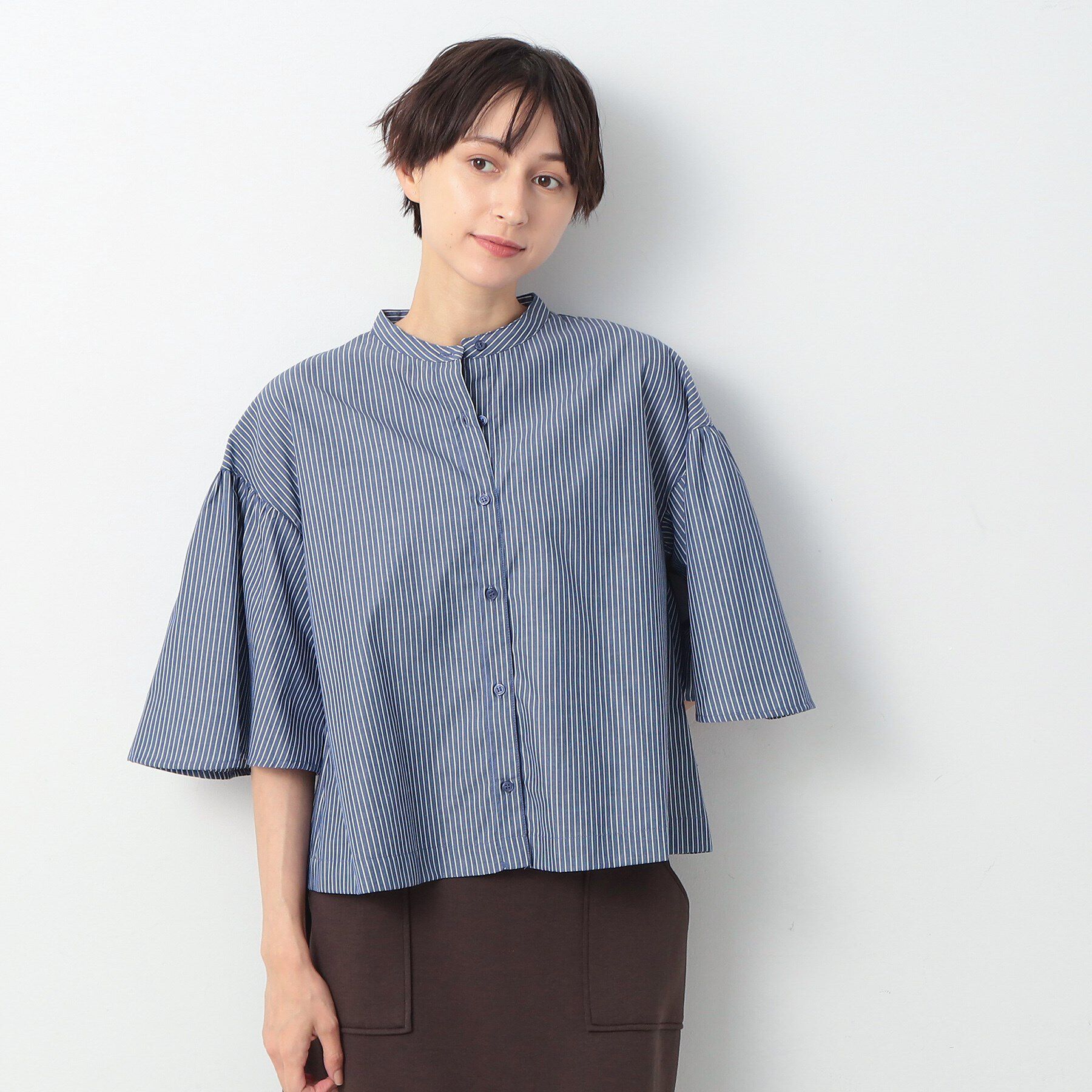 Dessin「【洗える】フレアスリーブブラウス（XS～L）」|シャツ・ブラウス|ネイビー(394)