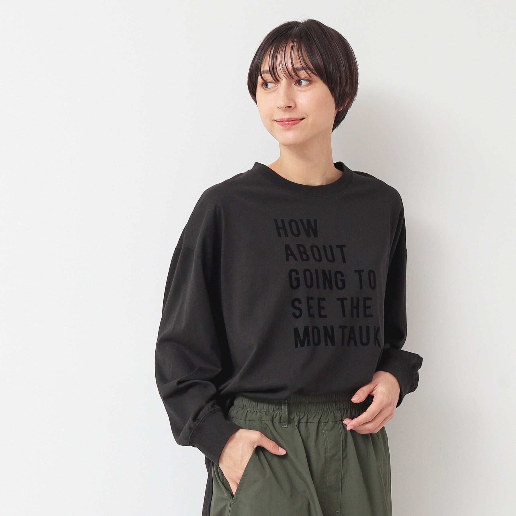 Dessin「【洗える】ロゴロングスリーブTシャツ」|Tシャツ・カットソー|ブラック(019)