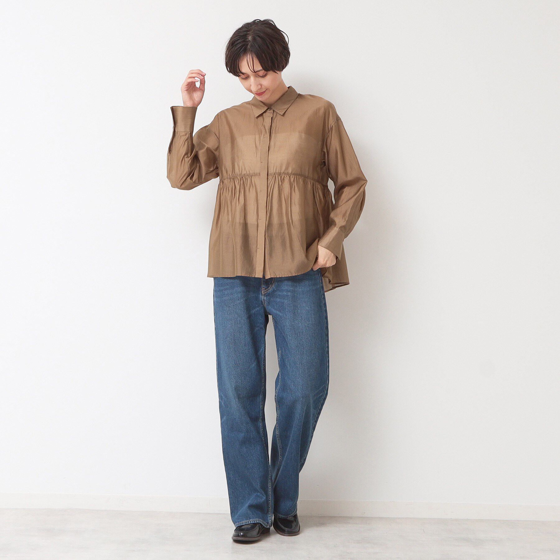 Dessin「【洗える】シアーペプラムシャツ（S～L）」|シャツ・ブラウス|