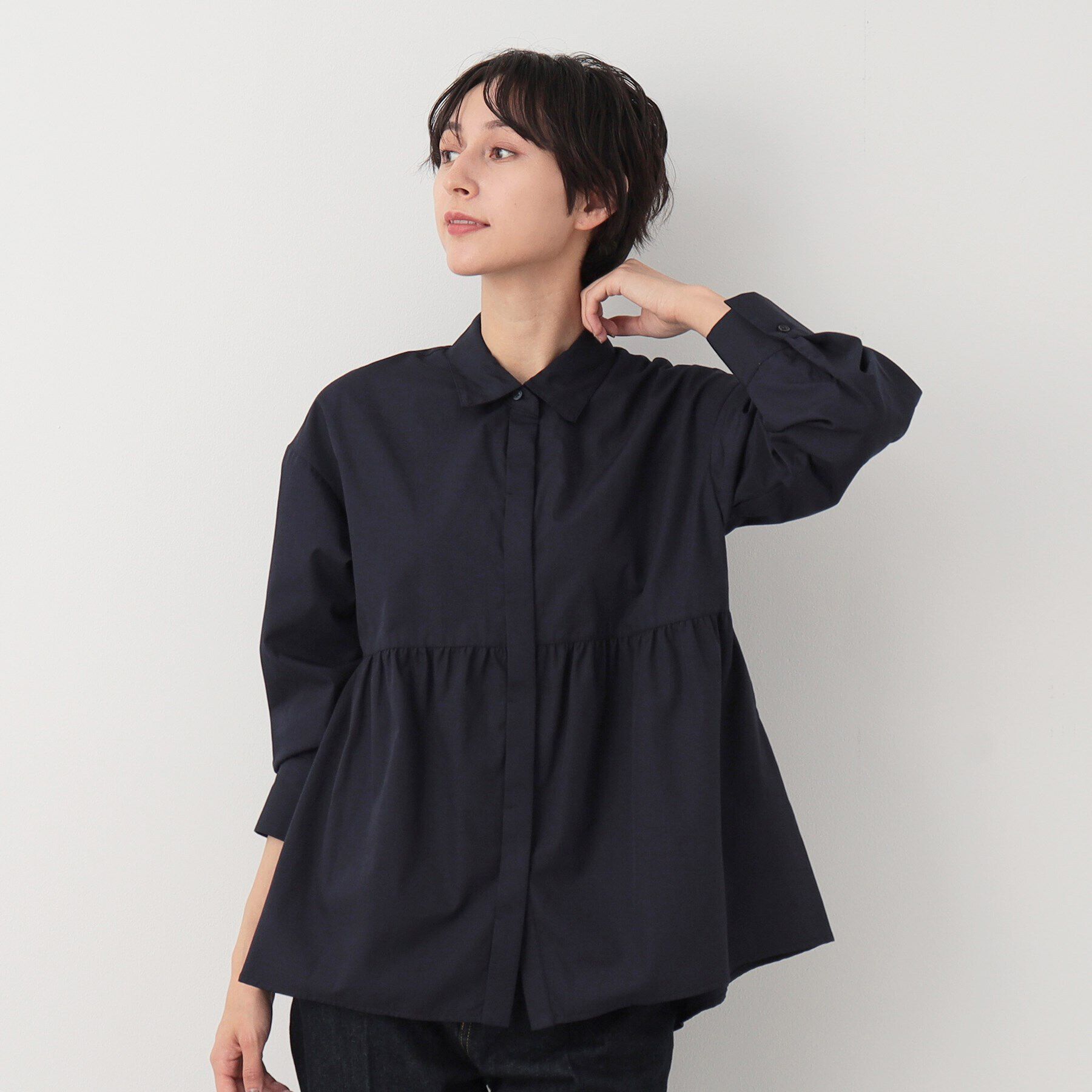 Dessin「【洗える】シャツカラーペプラムブラウス」|シャツ・ブラウス|