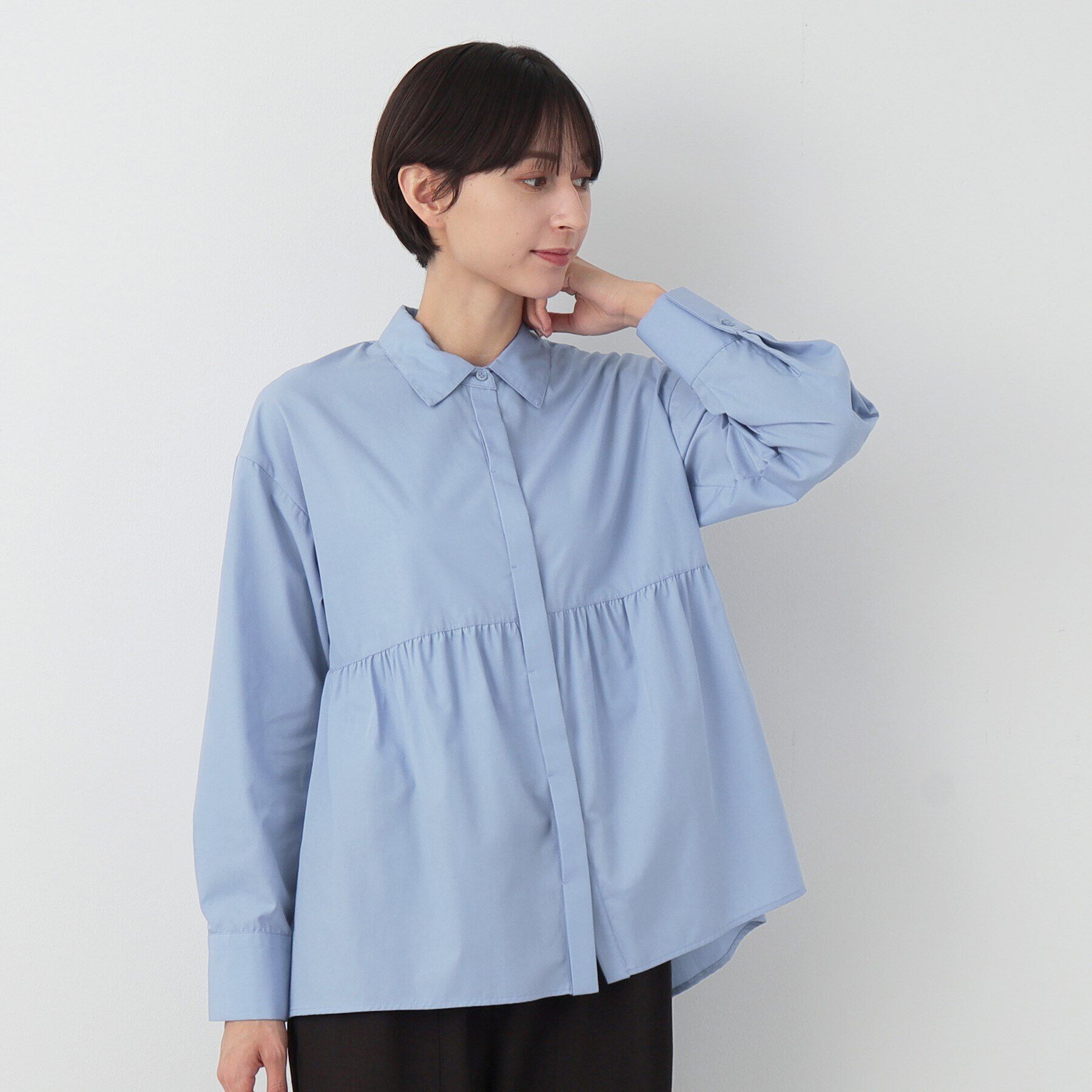 Dessin「【洗える】シャツカラーペプラムブラウス」|シャツ・ブラウス|