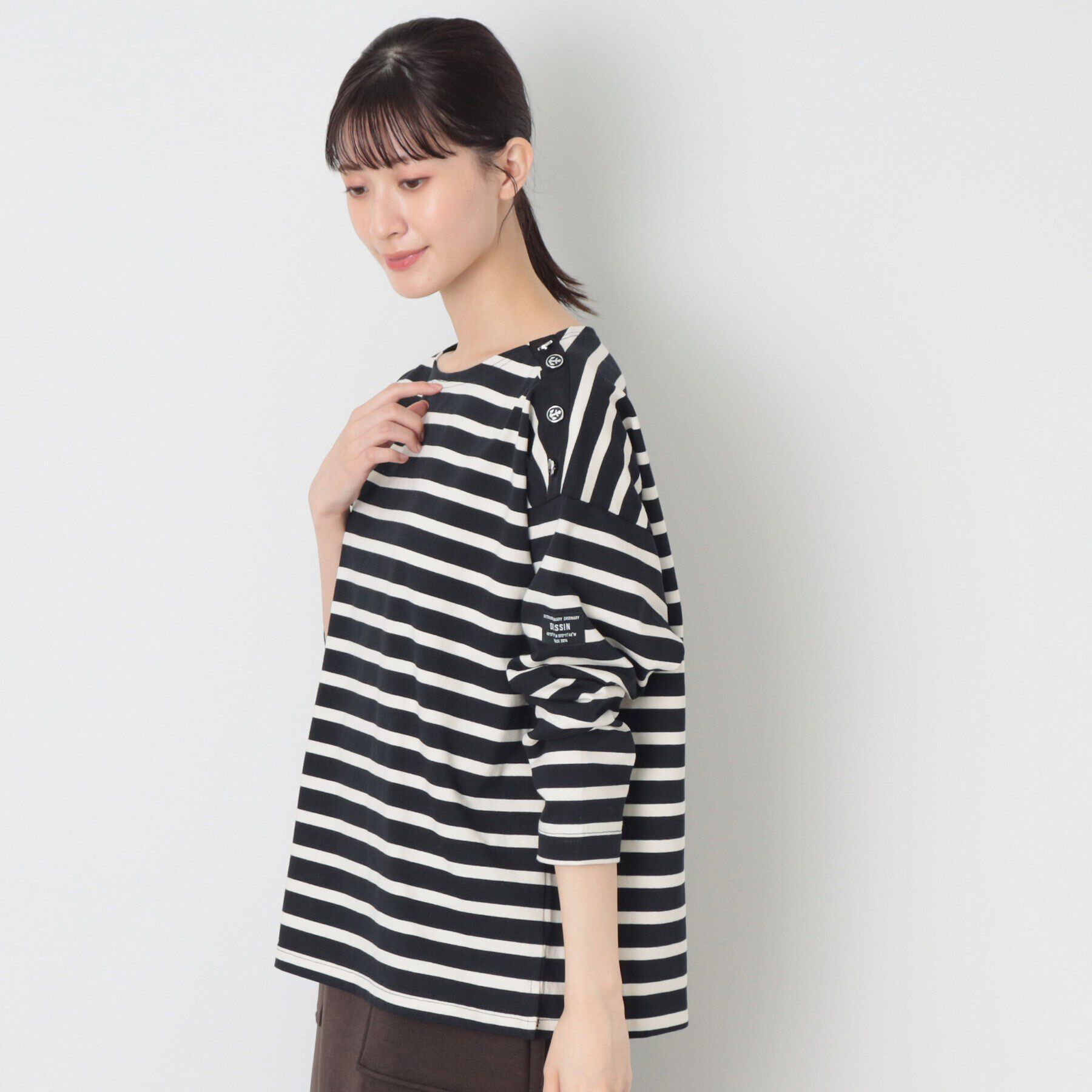 Dessin「肩ボタン付ボーダーカットソー」|Tシャツ・カットソー|