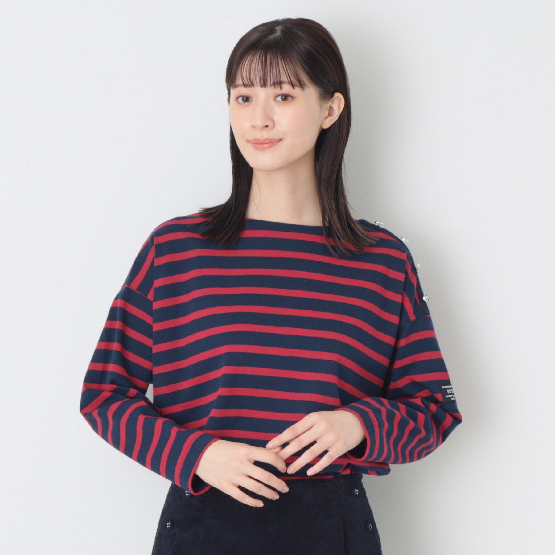 Dessin「肩ボタン付ボーダーカットソー」|Tシャツ・カットソー|