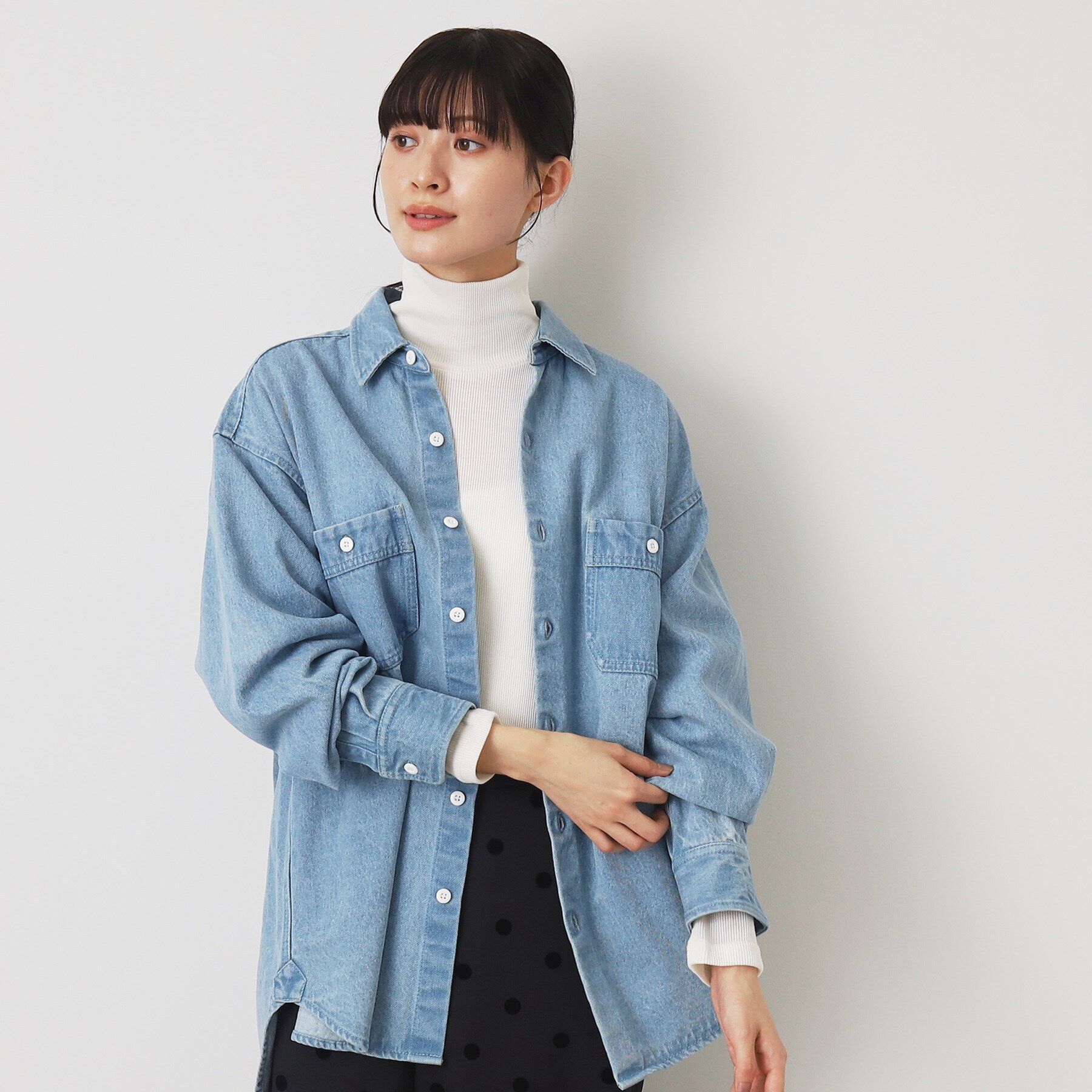 Dessin「リブタートルネックロングスリーブ」|Tシャツ・カットソー|ホワイト(002)