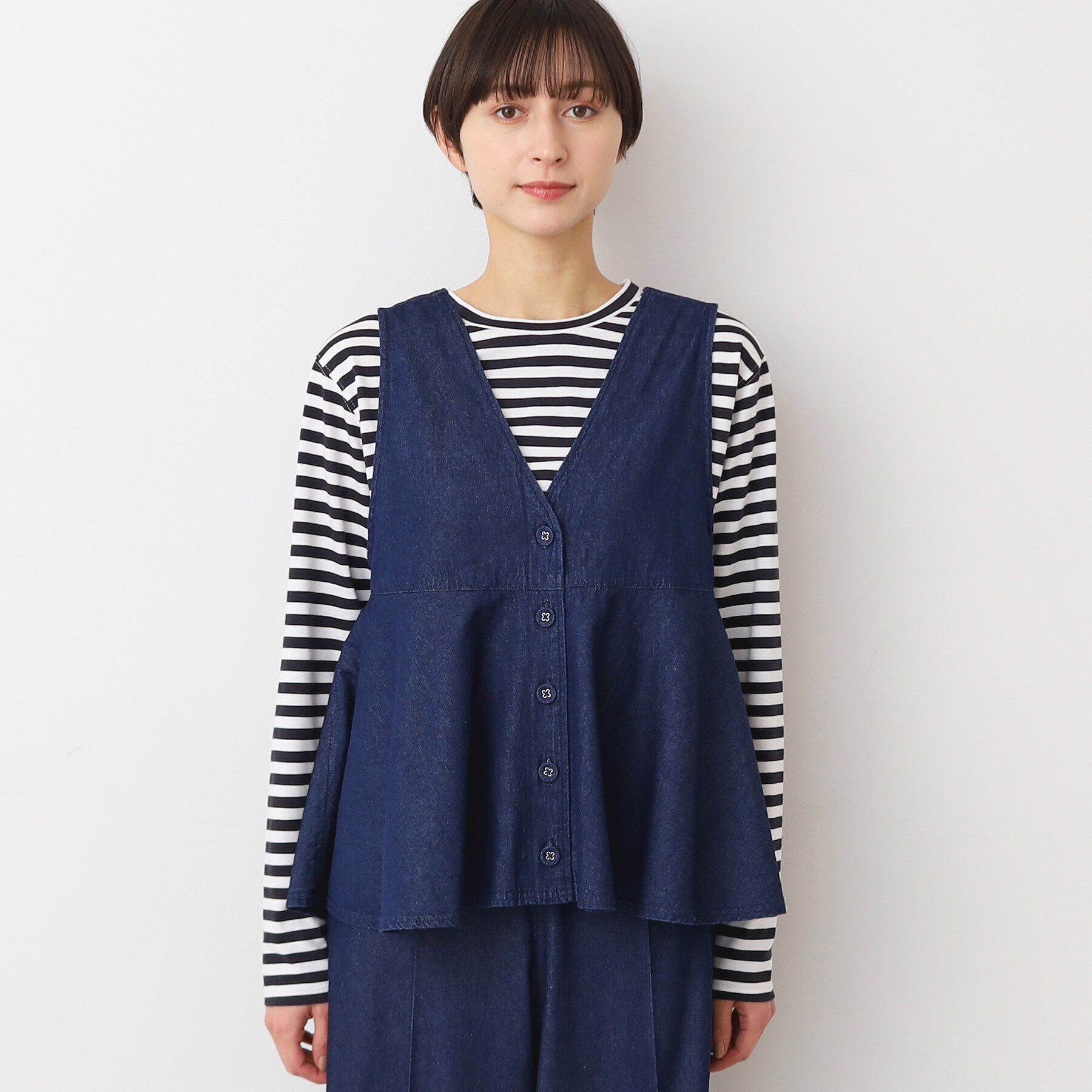 Dessin「【洗える】デニムペプラムベスト」|ベスト・ジレ|