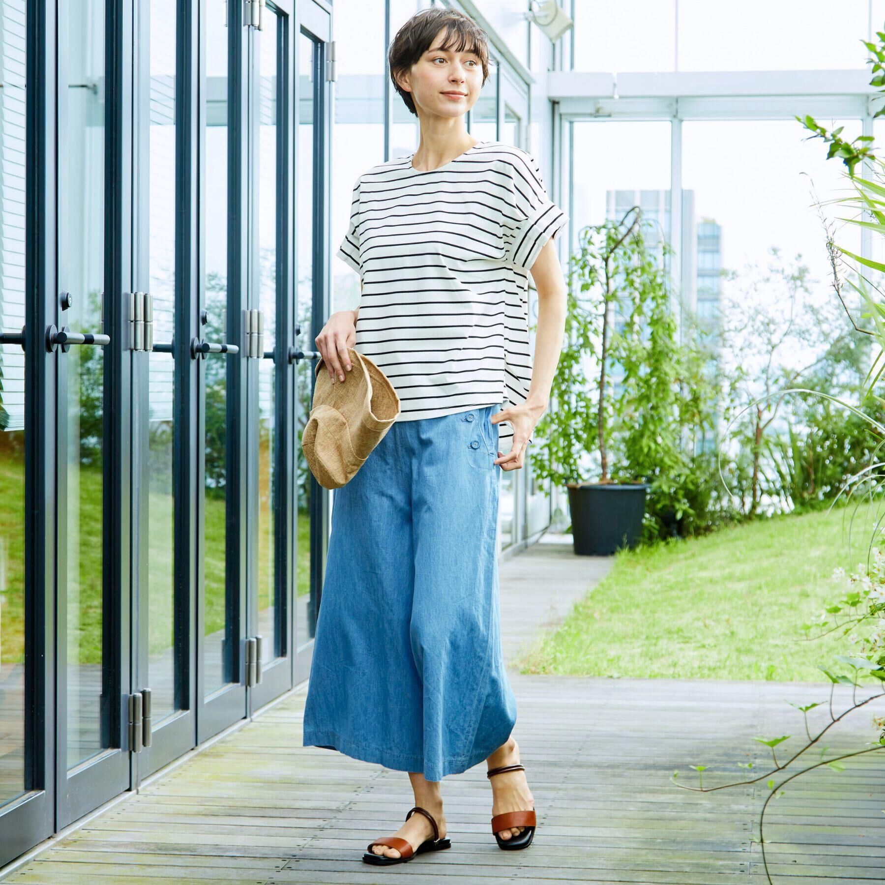 Dessin「【洗える・4サイズ展開】リネンブレンドクロップド丈マリンパンツ」|その他|