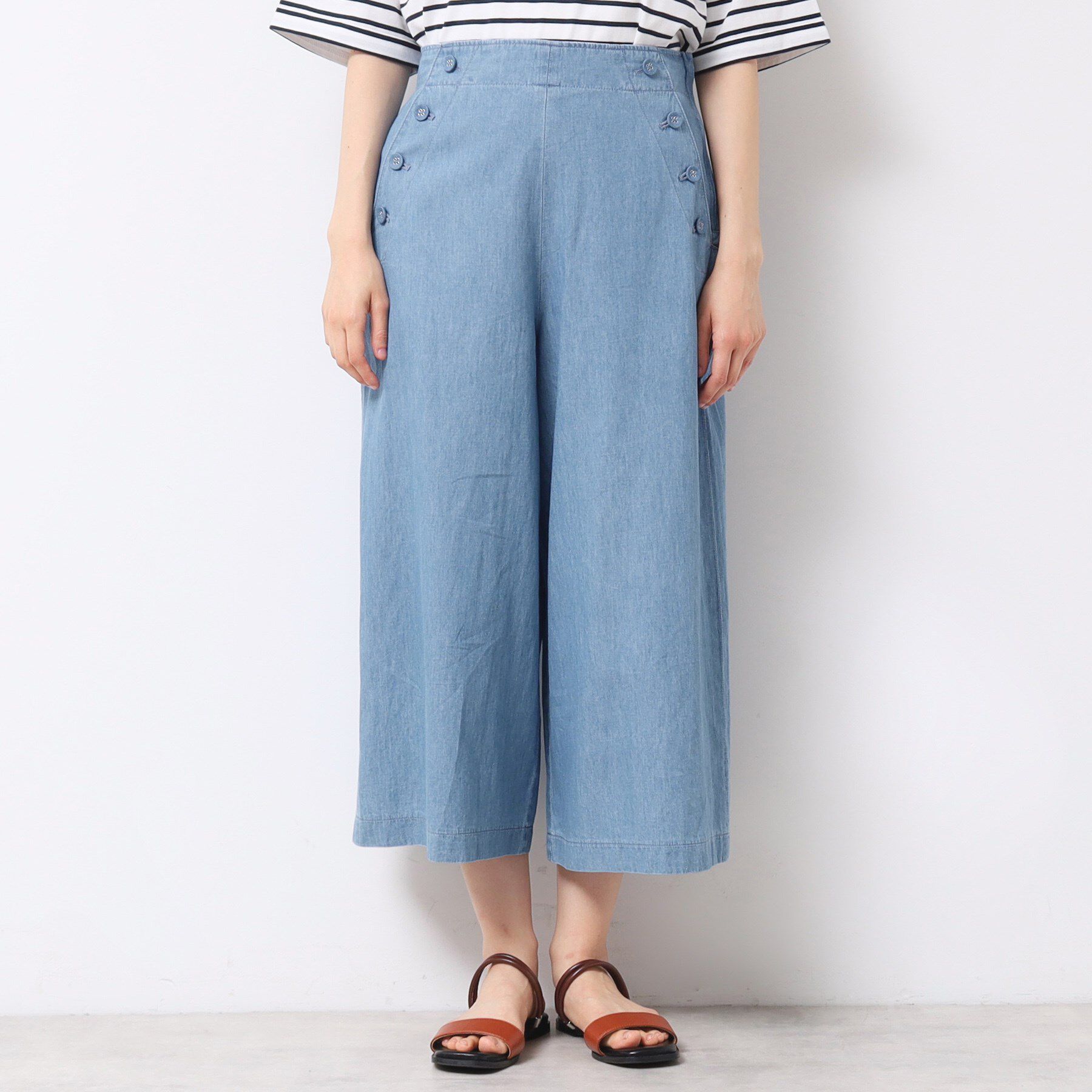 Dessin「【洗える・4サイズ展開】リネンブレンドクロップド丈マリンパンツ」|その他|