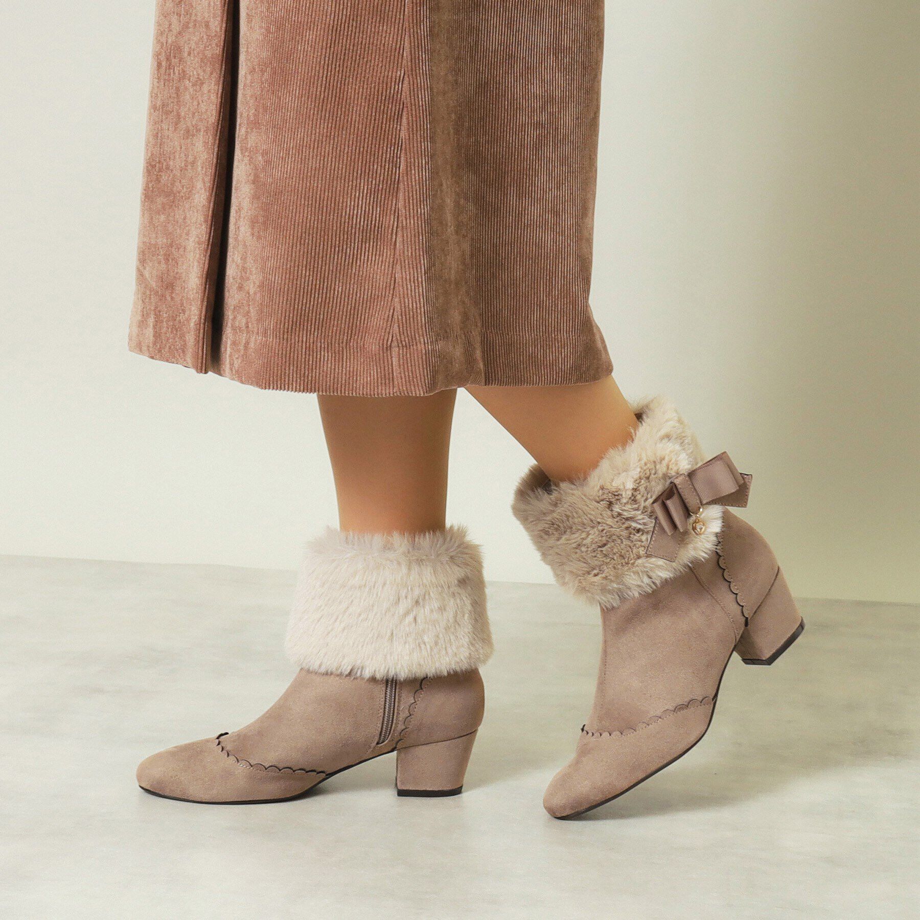 ITS&rsquo;DEMO「【フェイクファー・リボン取り外し可／M・Lサイズ展開】3Wayブーツ」|ショートブーツ|