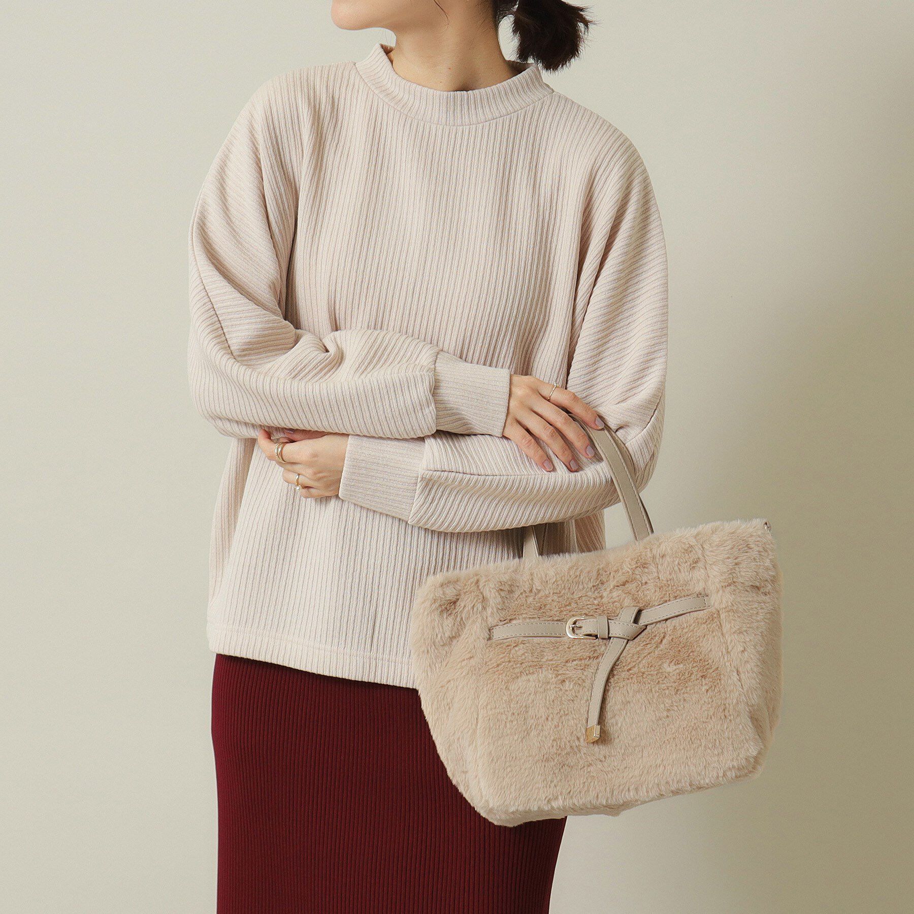 ITS&rsquo;DEMO「【2WAY】ベルト飾りファートート」|ハンドバッグ|ベージュ(052)