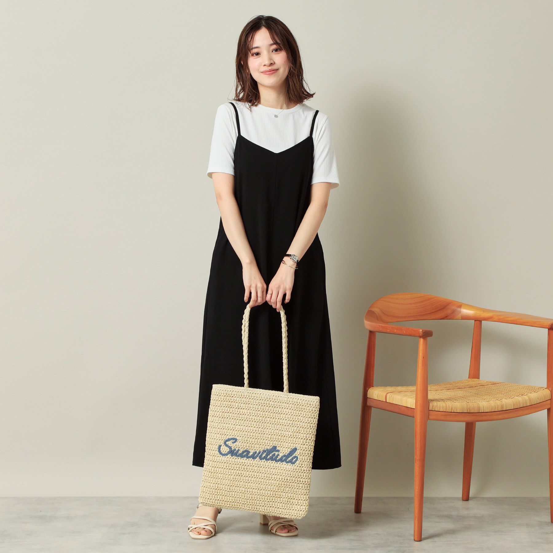 ITS&rsquo;DEMO「雑材サガラ刺繍フラットトート」|トートバッグ|