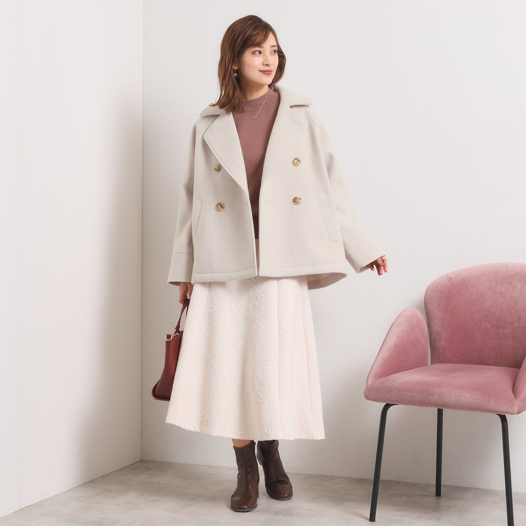 ITS&rsquo;DEMO「カットメルトンミドル丈コート」|ピーコート|