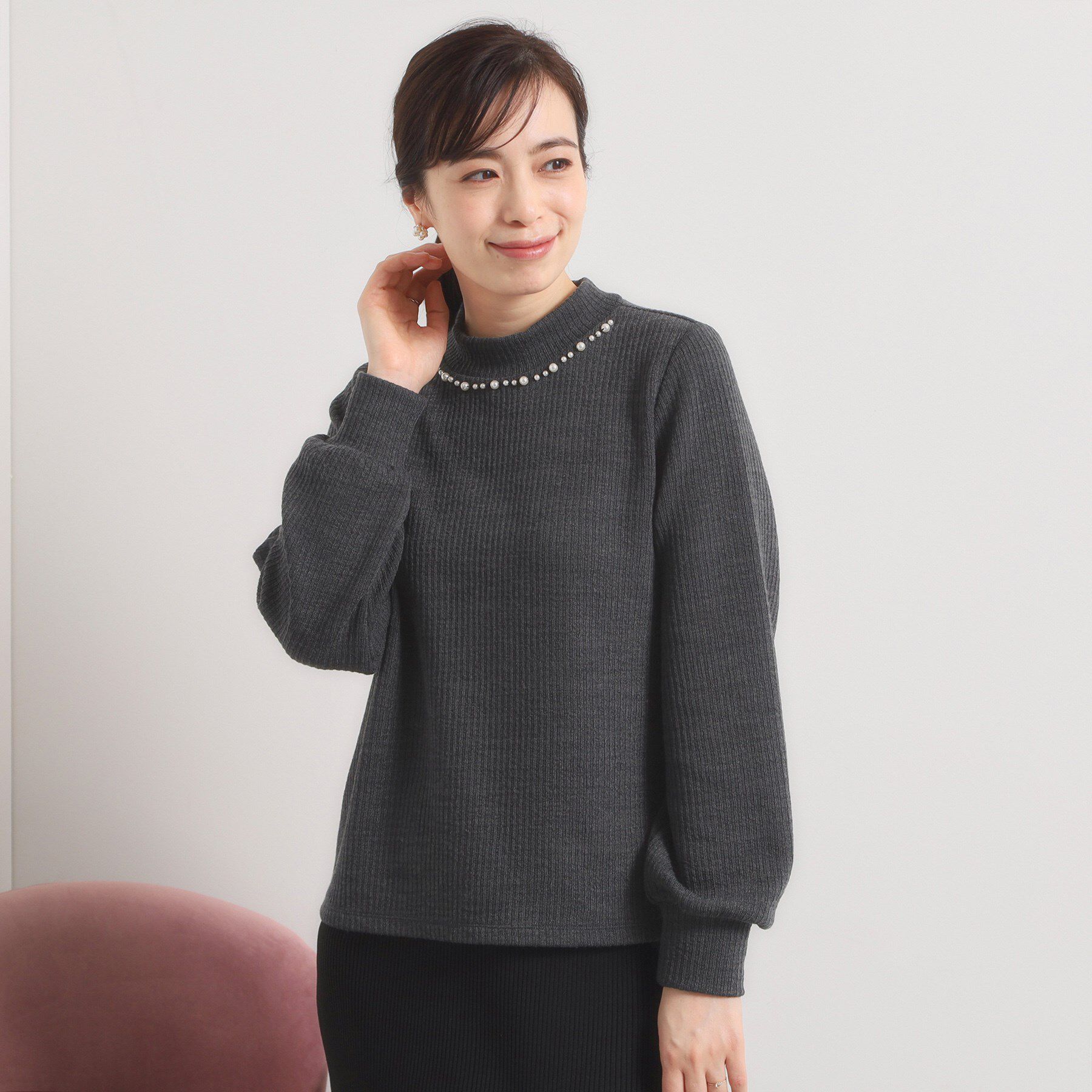 ITS&rsquo;DEMO「【手洗い可】パール調衿起毛リブプルオーバー」|Tシャツ・カットソー|