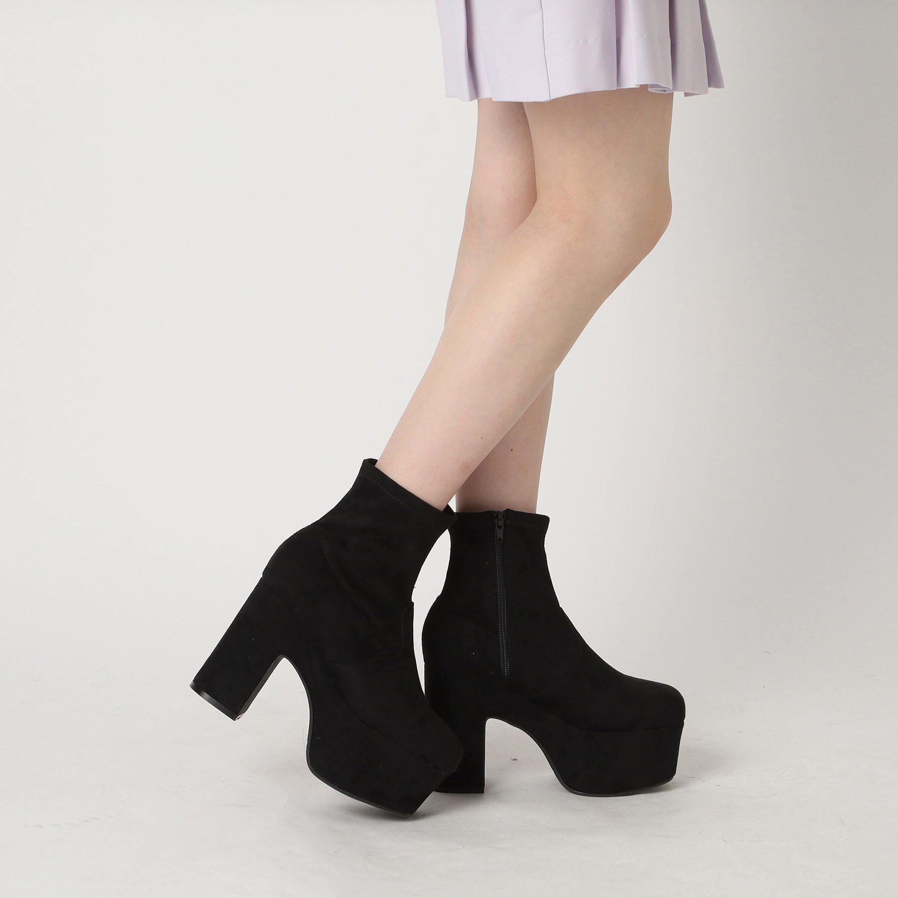 csT&P「スクウェアヒールストレッチブーツ」|ショートブーツ|