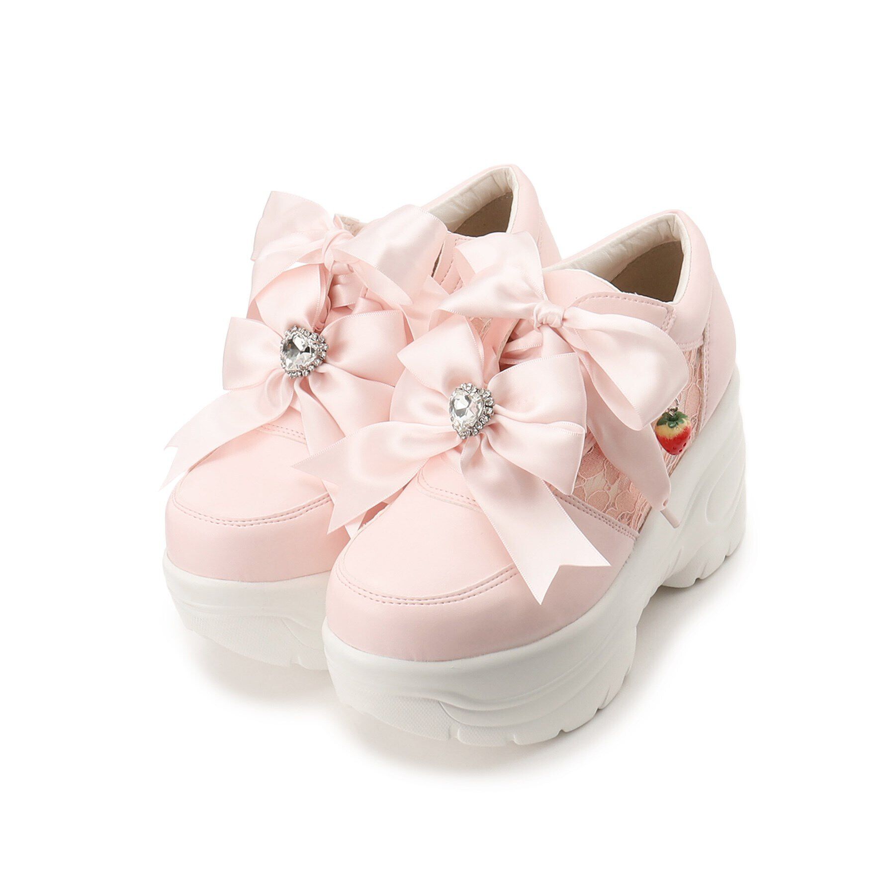 csT&P「取り外し自由♪マルチWAY厚底レースイチゴチャームスニーカー」|スニーカー|ピンク(072)