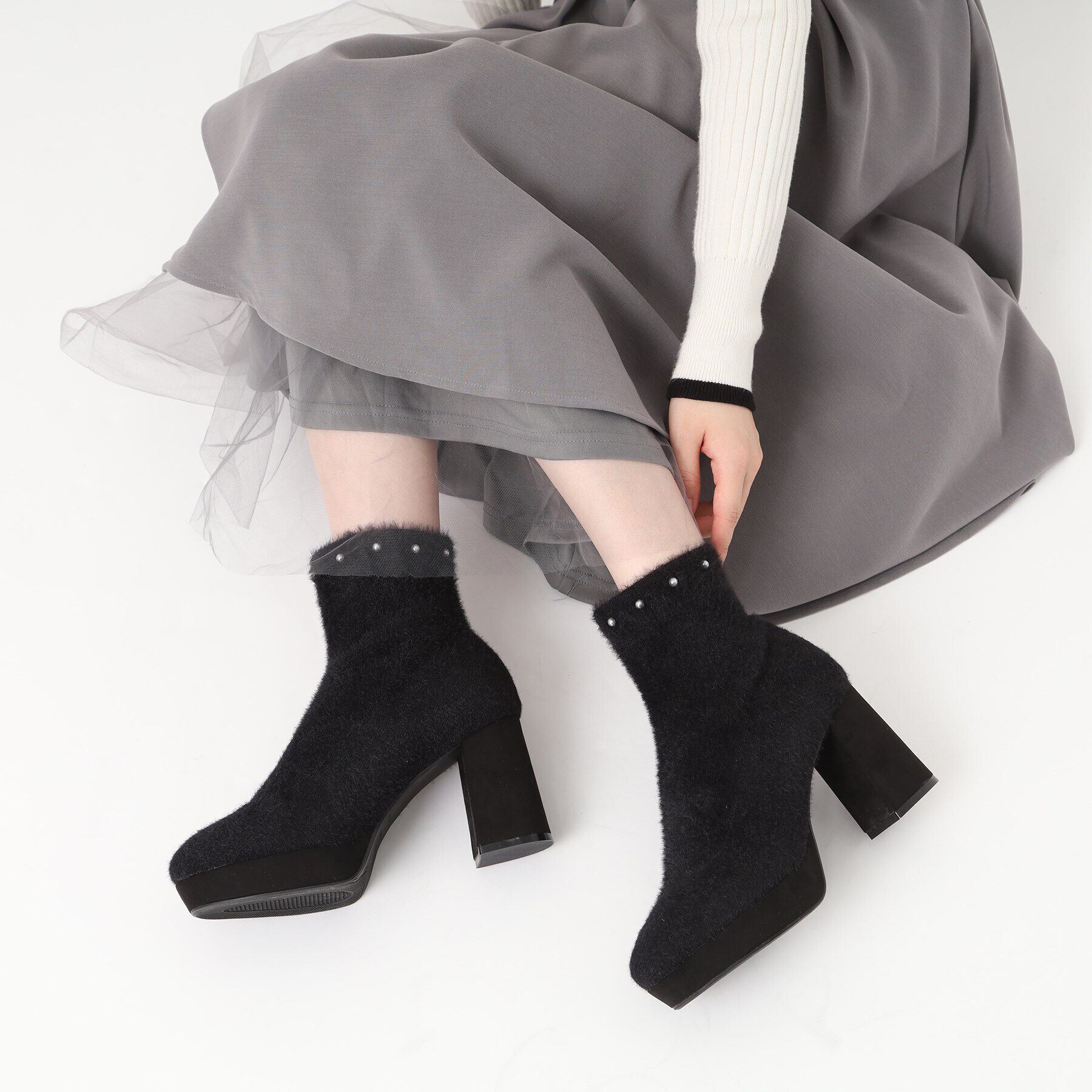 ESPERANZA「ニットパール調ショートブーツ」|ショートブーツ|