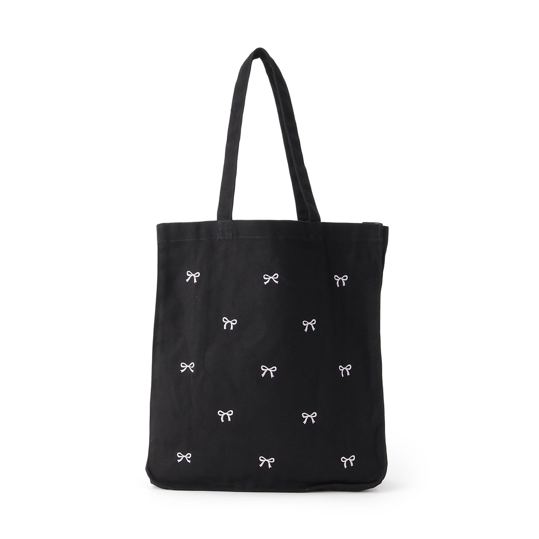 Ober Tashe「リボン刺繍キャンバストートバッグ」|トートバッグ|ブラック(019)