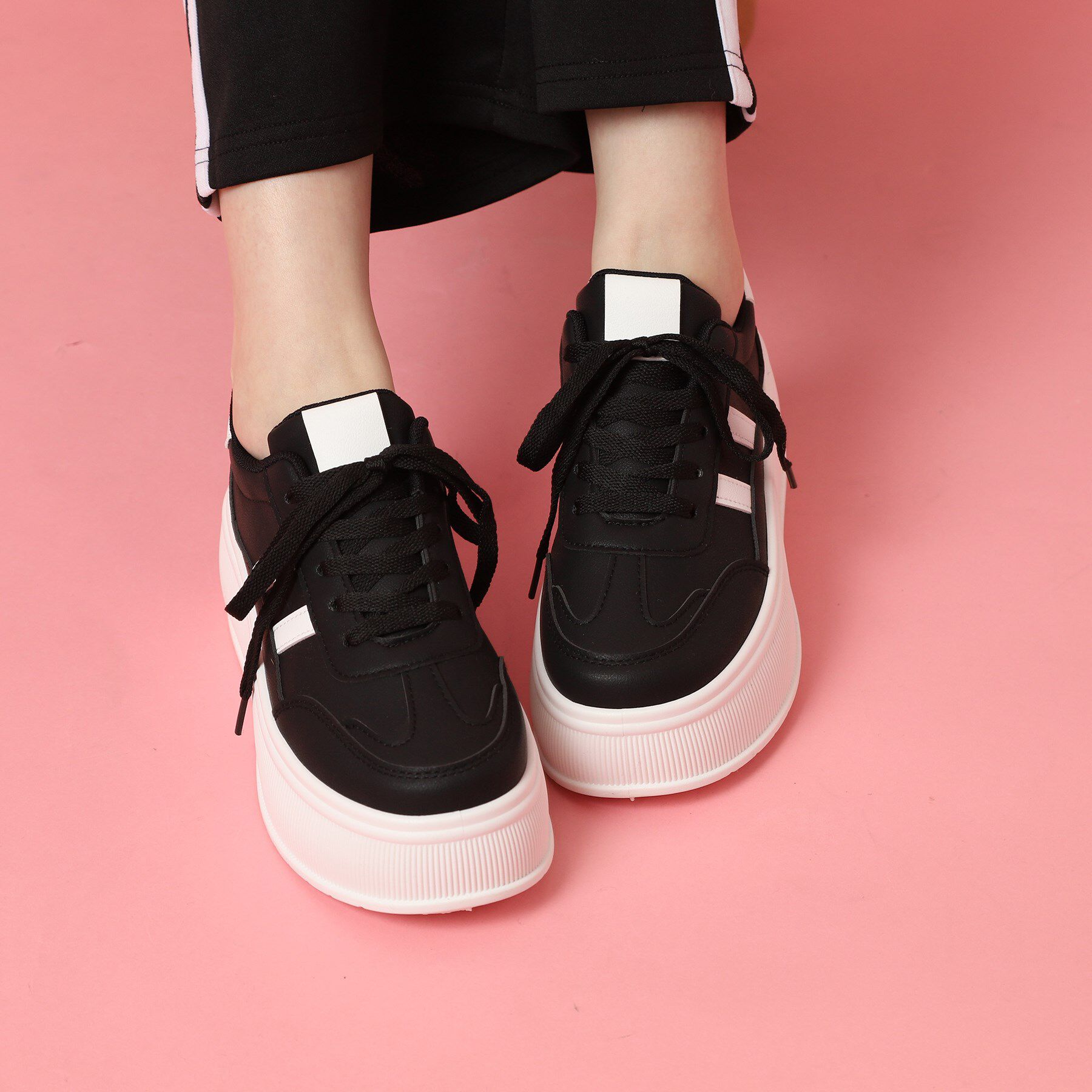 csT&P「厚底ラインデザインスニーカー」|スニーカー|