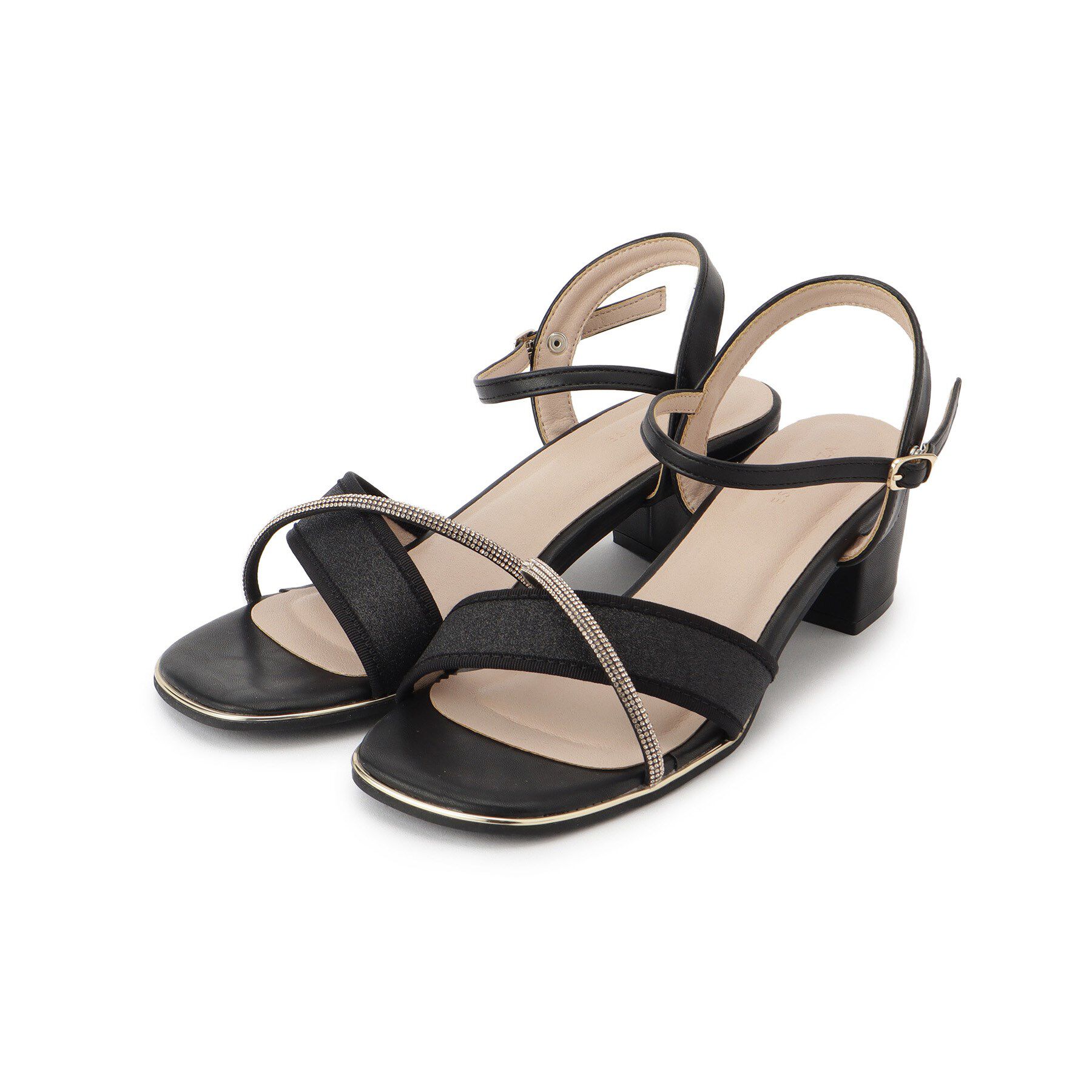 ESPERANZA「ラメ&times;ラインストーンスクエアトゥサンダル」|サンダル|