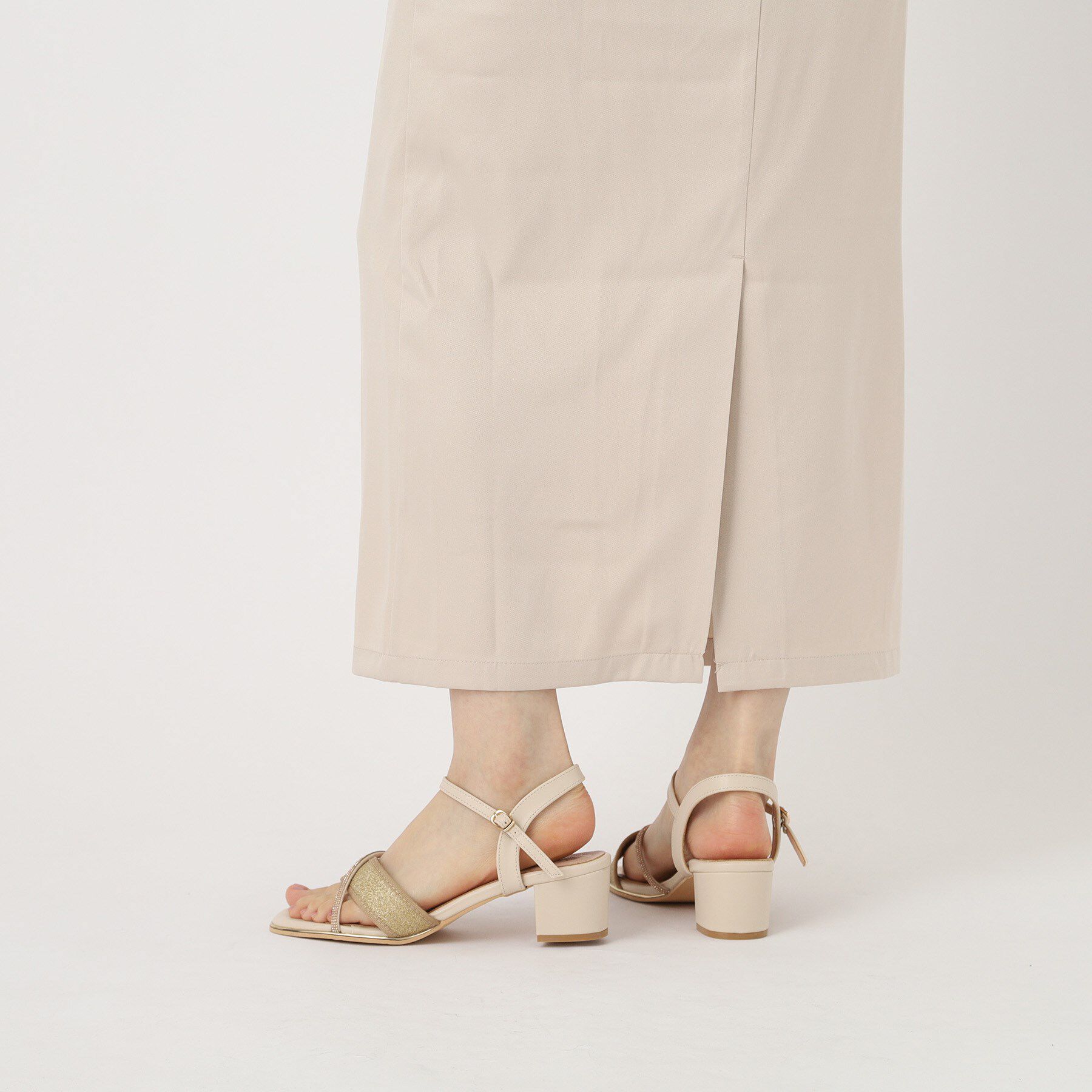 ESPERANZA「ラメ&times;ラインストーンスクエアトゥサンダル」|サンダル|