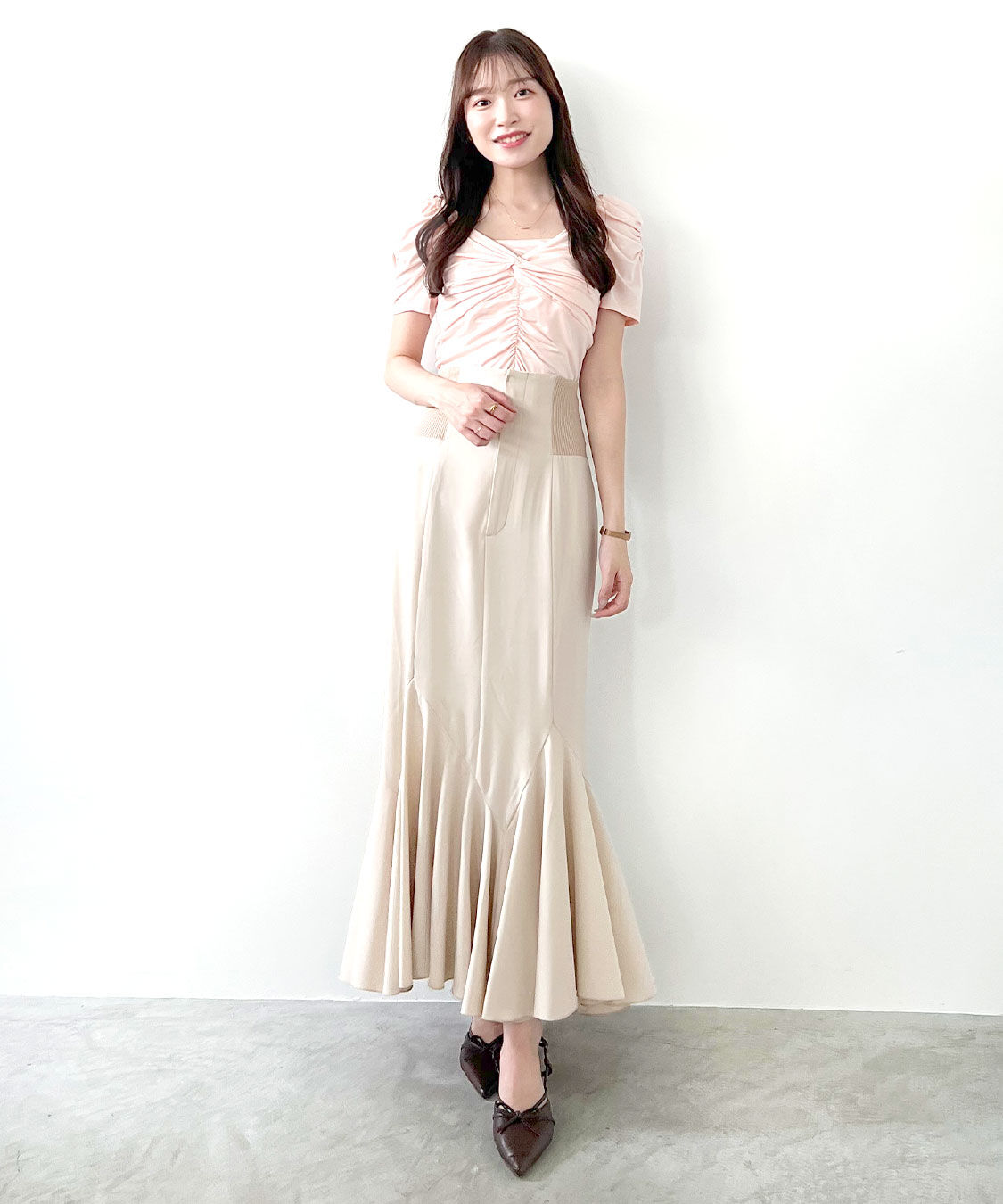 COCO DEAL「コルセットリブフィッシュテールマーメイドスカート」|スカート|ベージュ