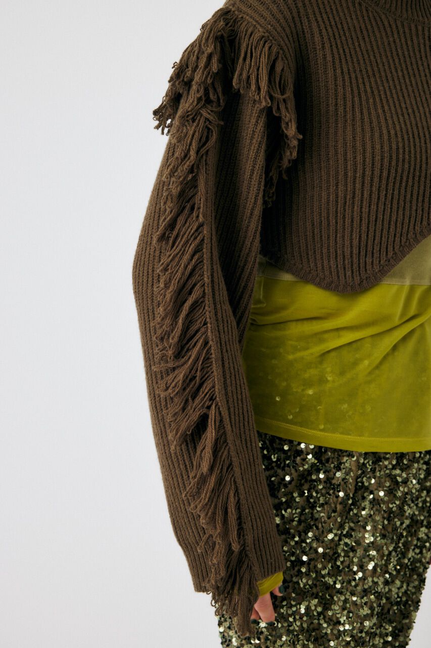 MOUSSY「IRREGULAR HEM CROPPED ニット」|ニット・セーター|