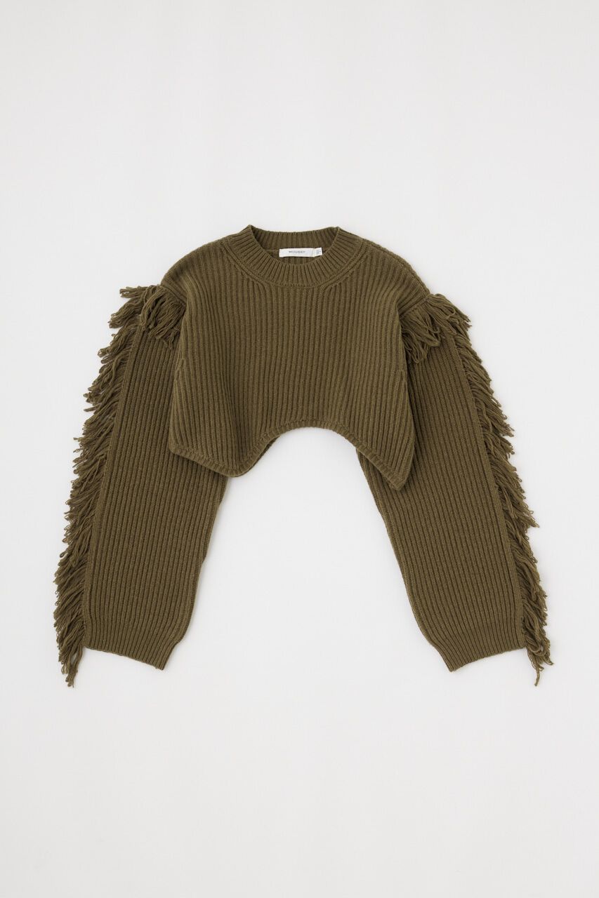 MOUSSY「IRREGULAR HEM CROPPED ニット」|ニット・セーター|