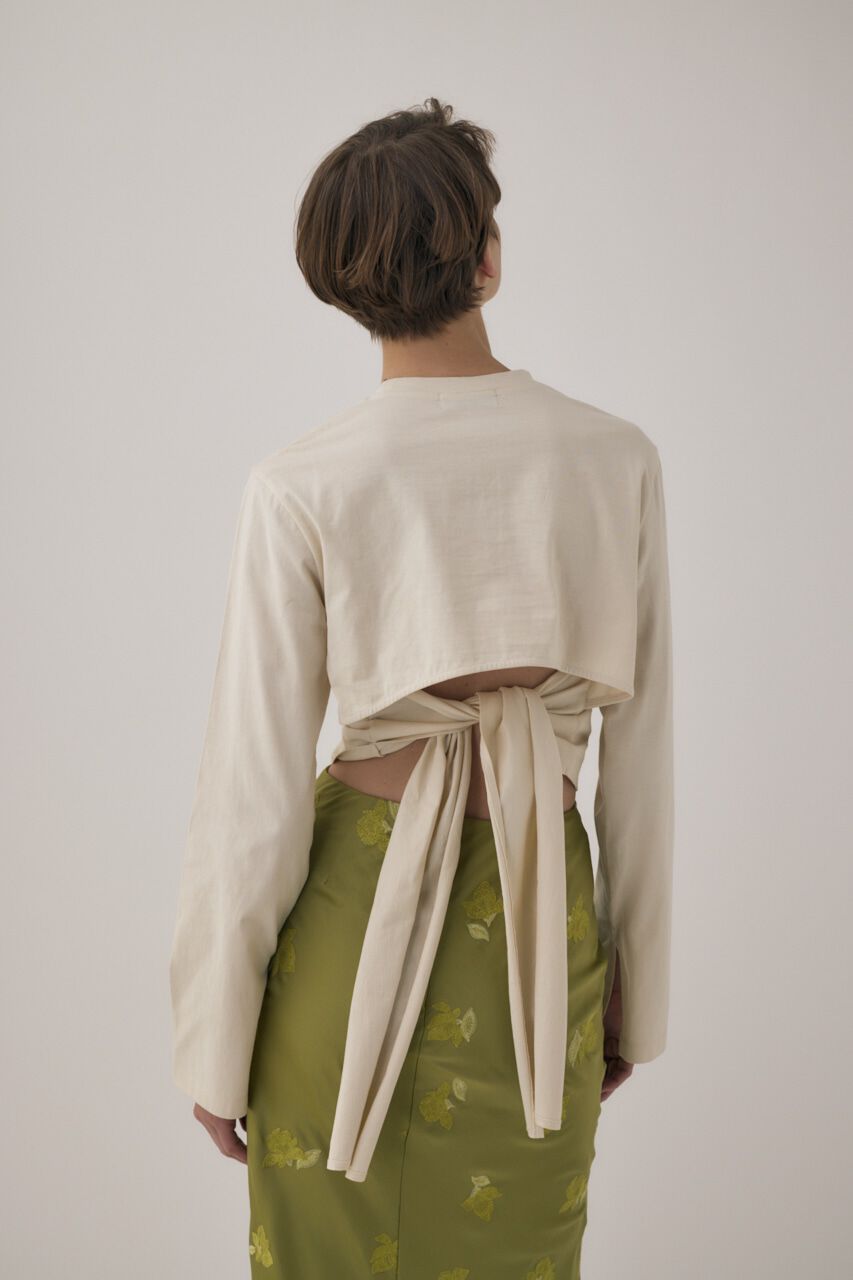 MOUSSY「ｵｰｶﾞﾆｯｸｺｯﾄﾝ使用の少しﾊﾘのあるTｼｬﾂ生地背中で帯を結わ」|Tシャツ・カットソー|