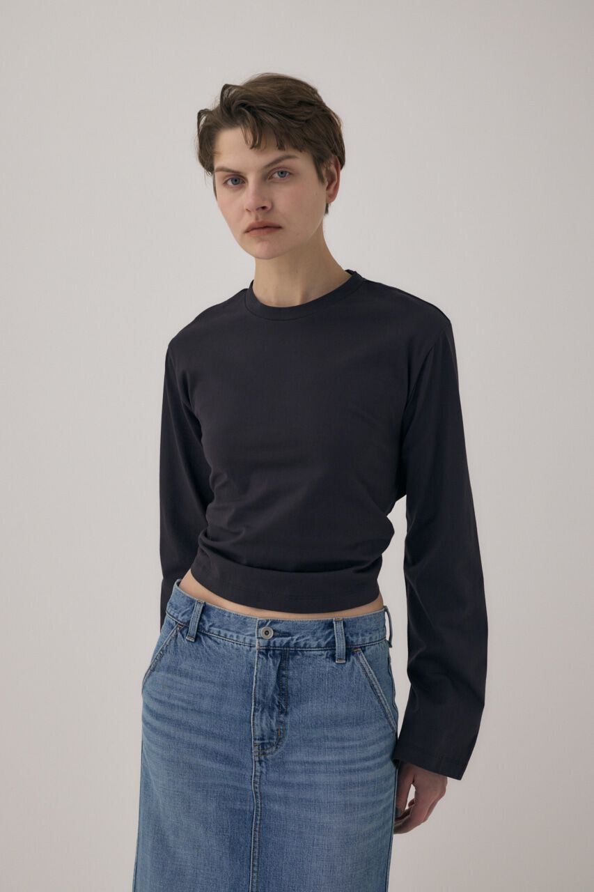 MOUSSY「ｵｰｶﾞﾆｯｸｺｯﾄﾝ使用の少しﾊﾘのあるTｼｬﾂ生地背中で帯を結わ」|Tシャツ・カットソー|