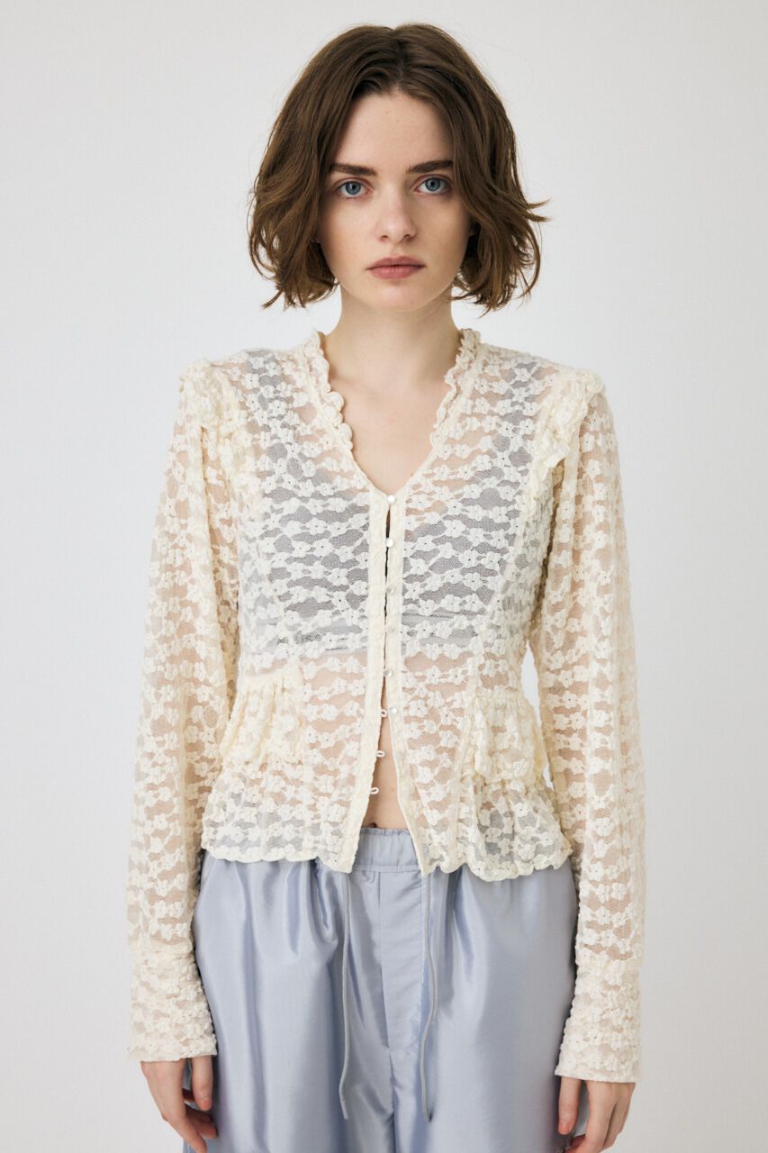 MOUSSY「RUFFLE LACY CUT ブラウス」|Tシャツ・カットソー|