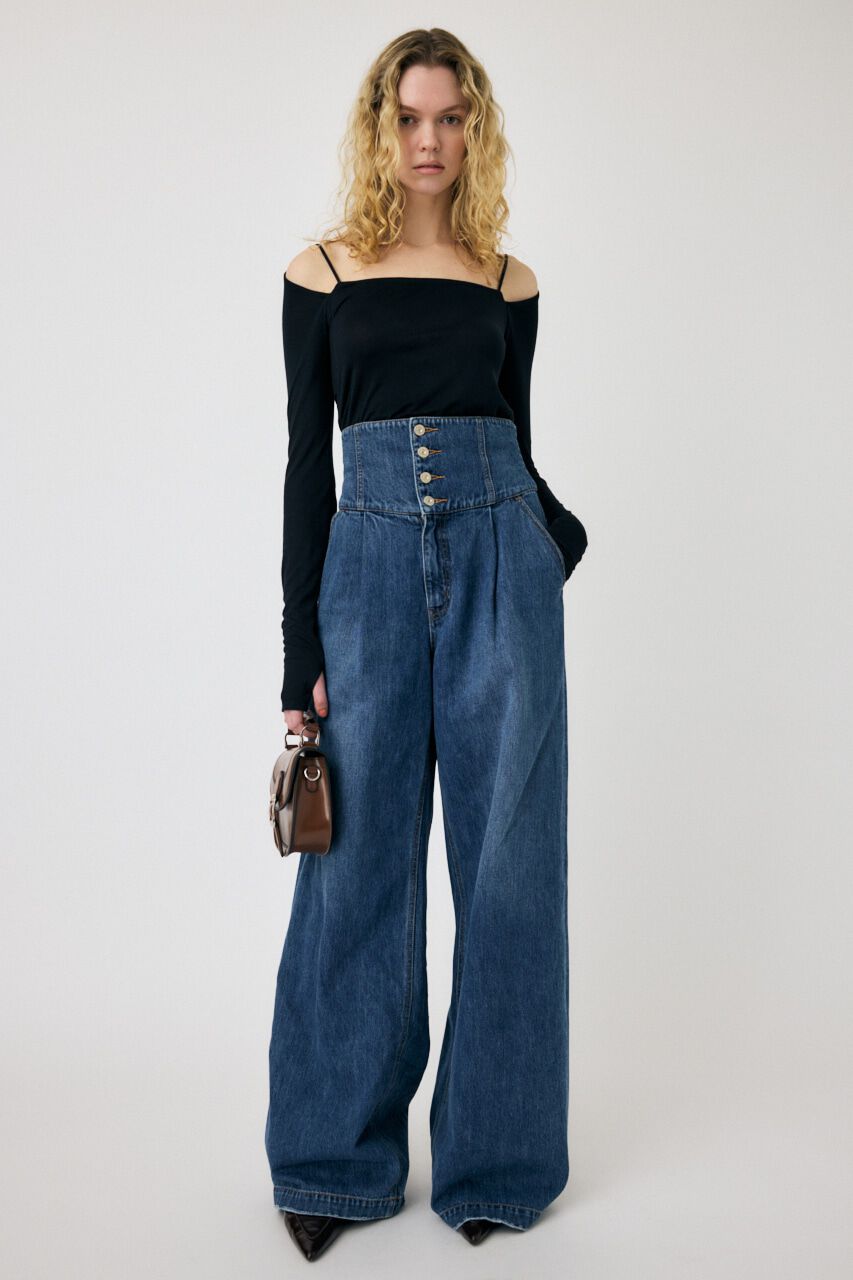 MOUSSY「CORSET DESIGN BAGGY」|デニム|BLU