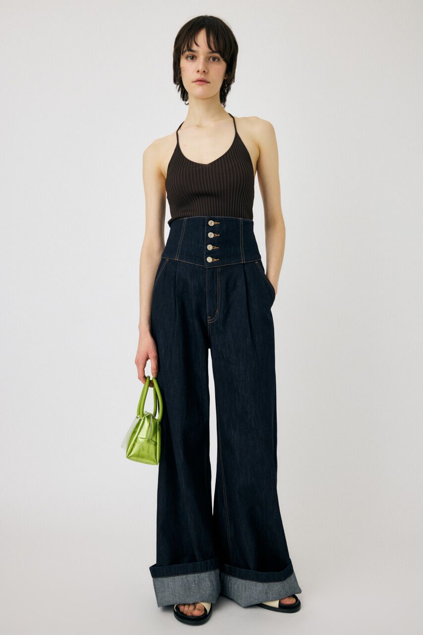 MOUSSY「CORSET DESIGN BAGGY」|デニム|One Wash1