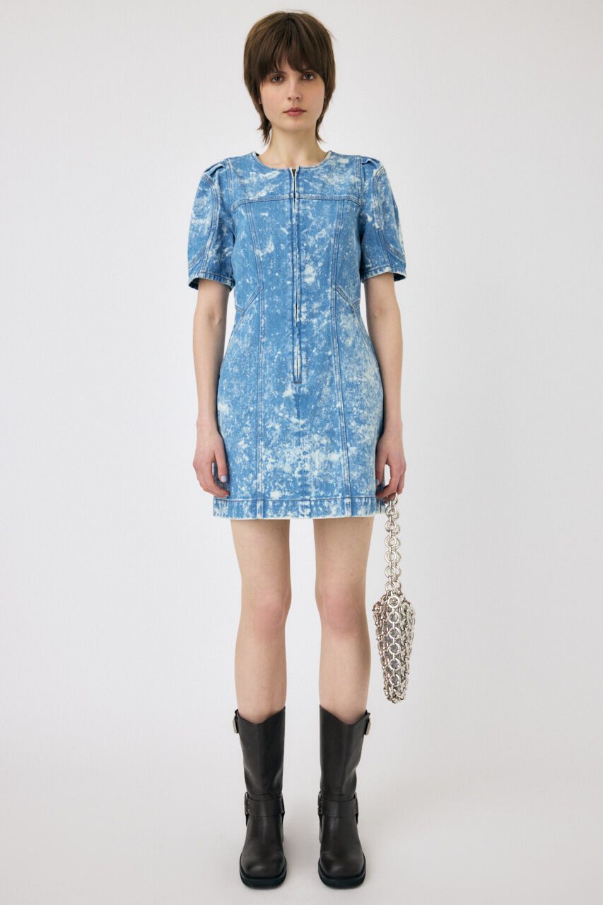 MOUSSY「FRONT ZIP CHEMICAL MINI ドレス」|ワンピース|