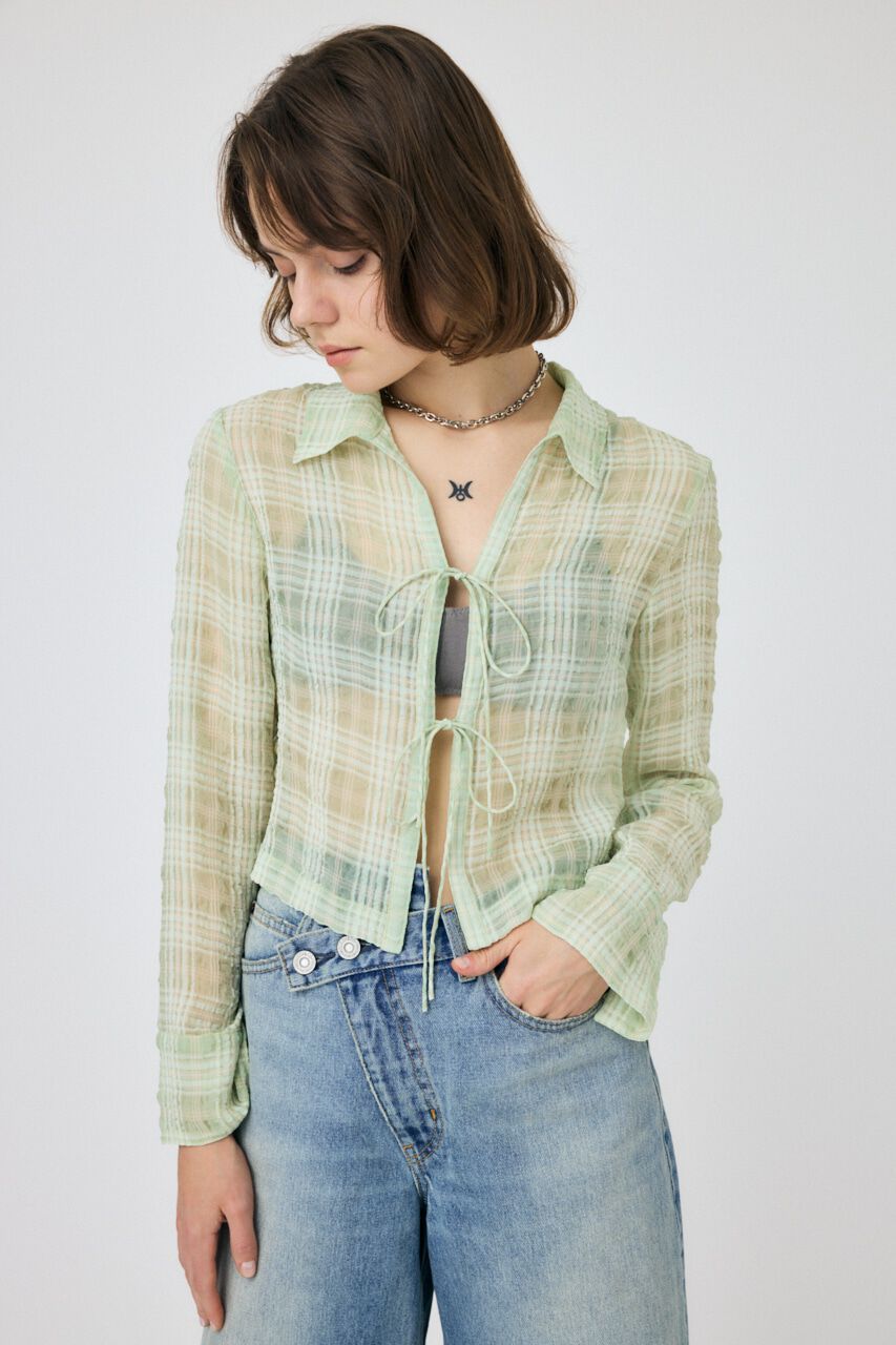 MOUSSY「FRONT TIED CHECK シャツ」|シャツ・ブラウス|