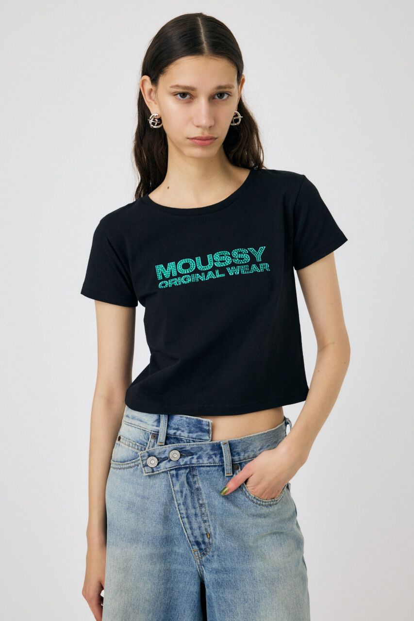 MOUSSY「RHINESTONE MOUSSY Tシャツ」|Tシャツ・カットソー|BLK