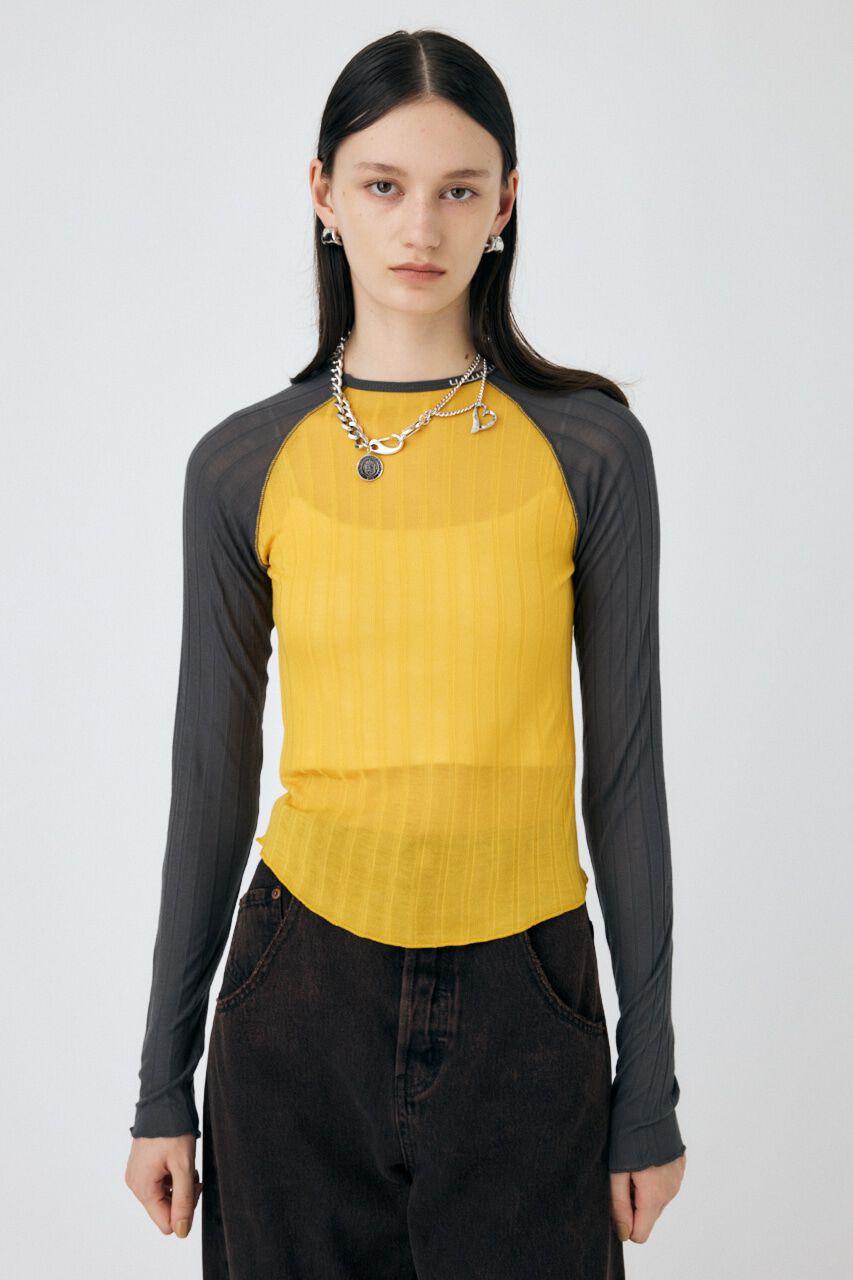 MOUSSY「BROAD RIB ラグラントップス」|Tシャツ・カットソー|YEL