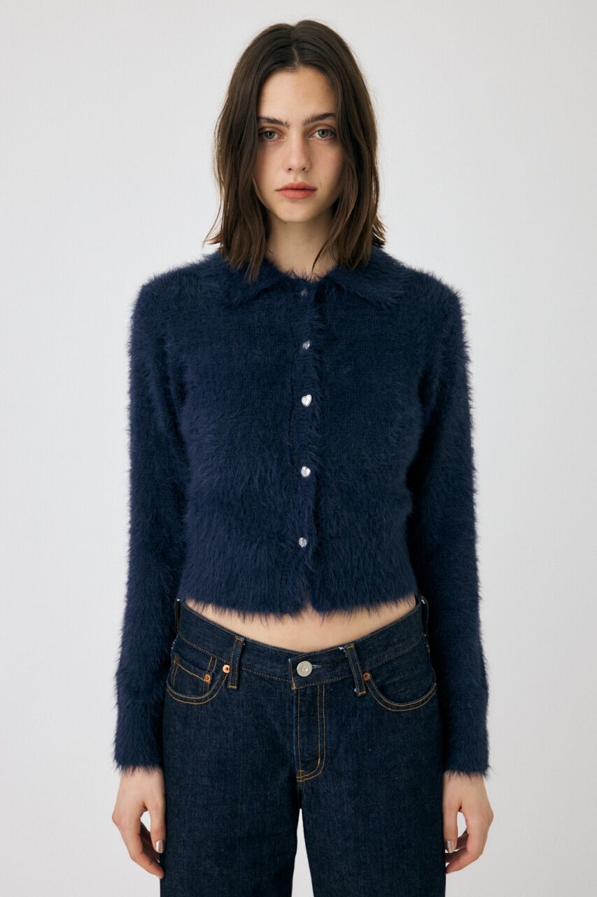 MOUSSY「HEART BUTTON フェザーカーディガン」|カーディガン|