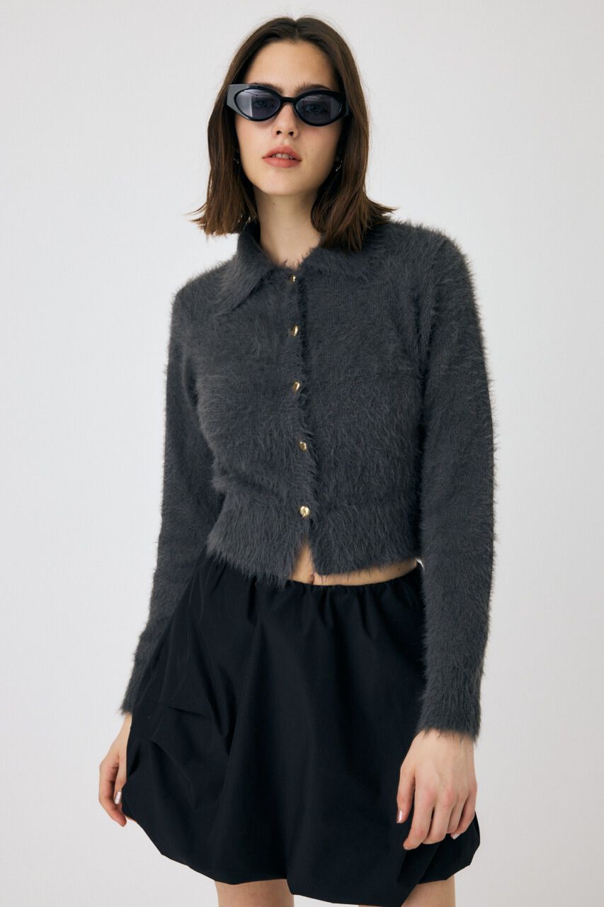 MOUSSY「HEART BUTTON フェザーカーディガン」|カーディガン|C.GRY