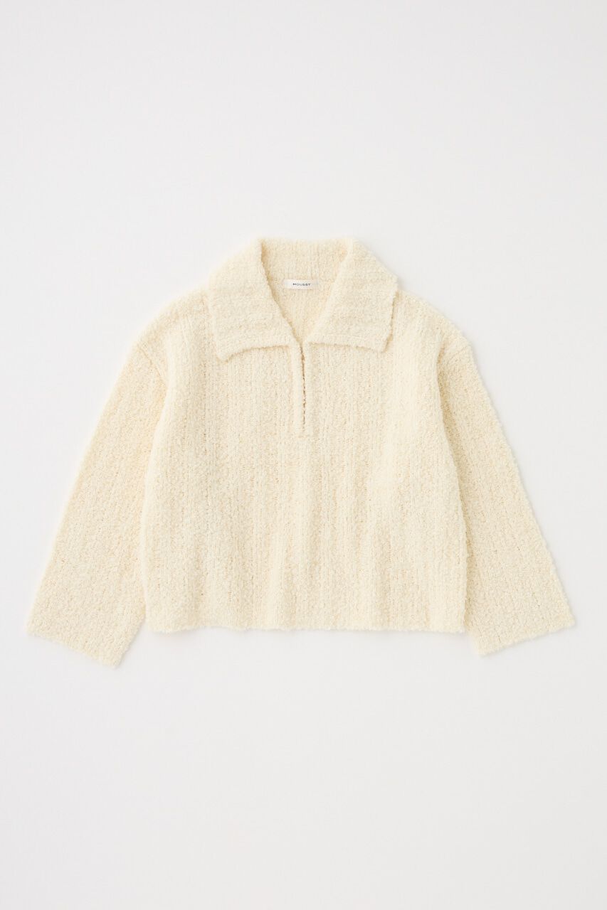 MOUSSY「OPEN COLLAR ニット」|ニット・セーター|O/WHT1