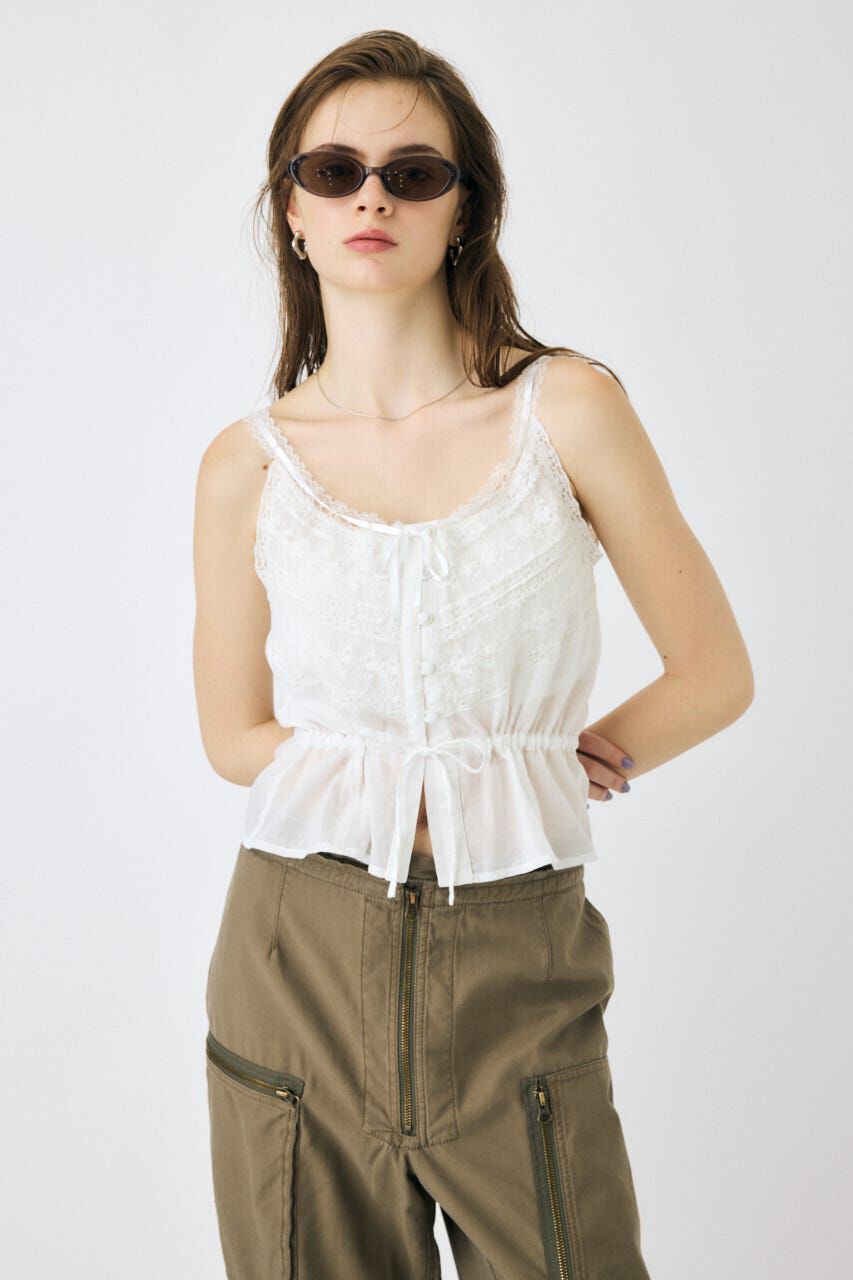 MOUSSY「LACE CAMI トップス」|キャミソール|WHT
