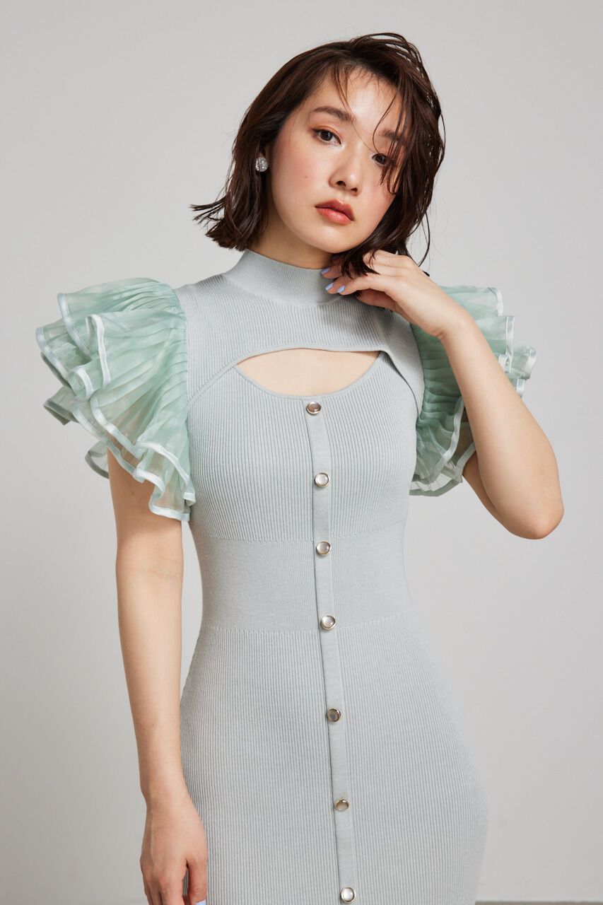 rienda「プリーツフレアSLV Knit OP」|ワンピース|