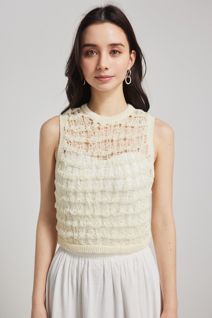 rienda「メッシュヤーンKnit TOP」|タンクトップ|