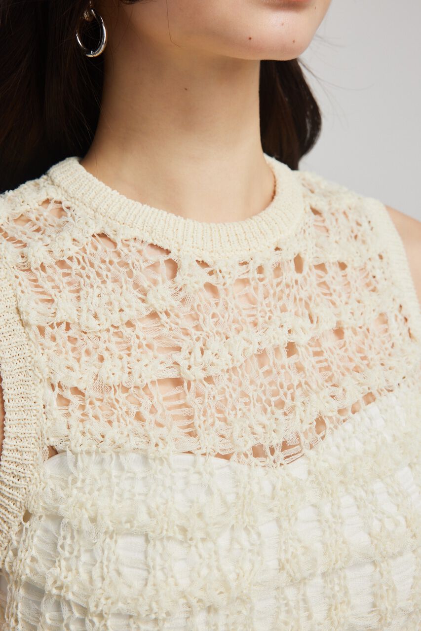rienda「メッシュヤーンKnit TOP」|タンクトップ|