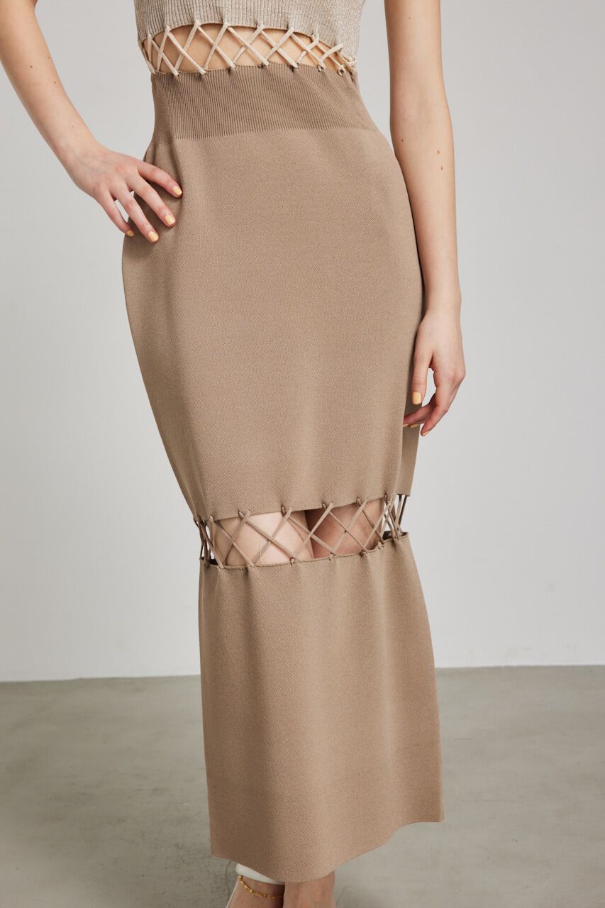 rienda「メッシュコンビバイカラーKnit OP」|ワンピース|