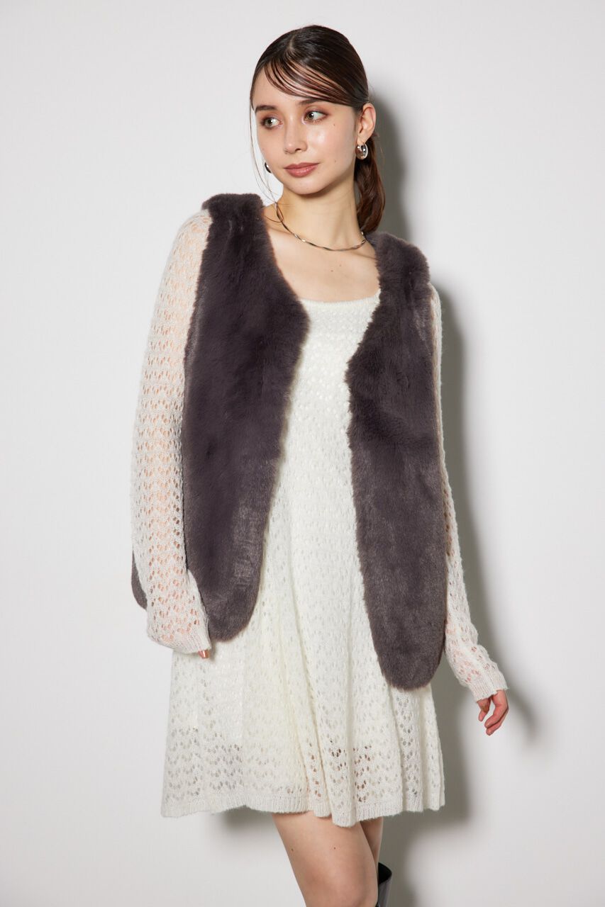 rienda「リュクシーフェイクファージレ」|ダウンベスト・ベスト|