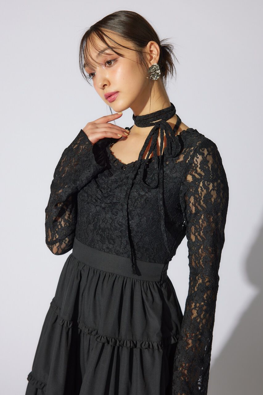 rienda「レーストップコンビフレアワンピース」|ワンピース|