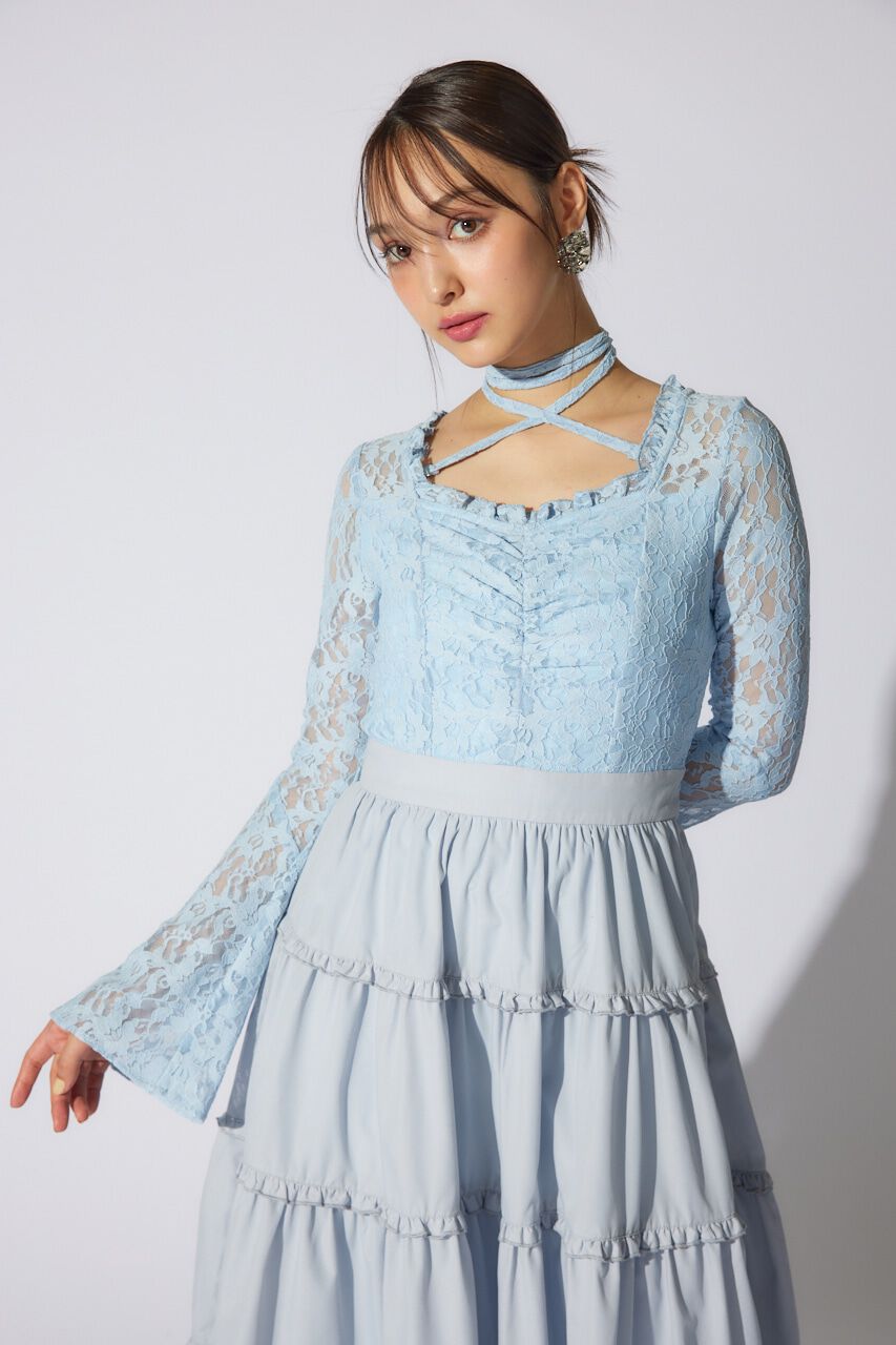 rienda「レーストップコンビフレアワンピース」|ワンピース|