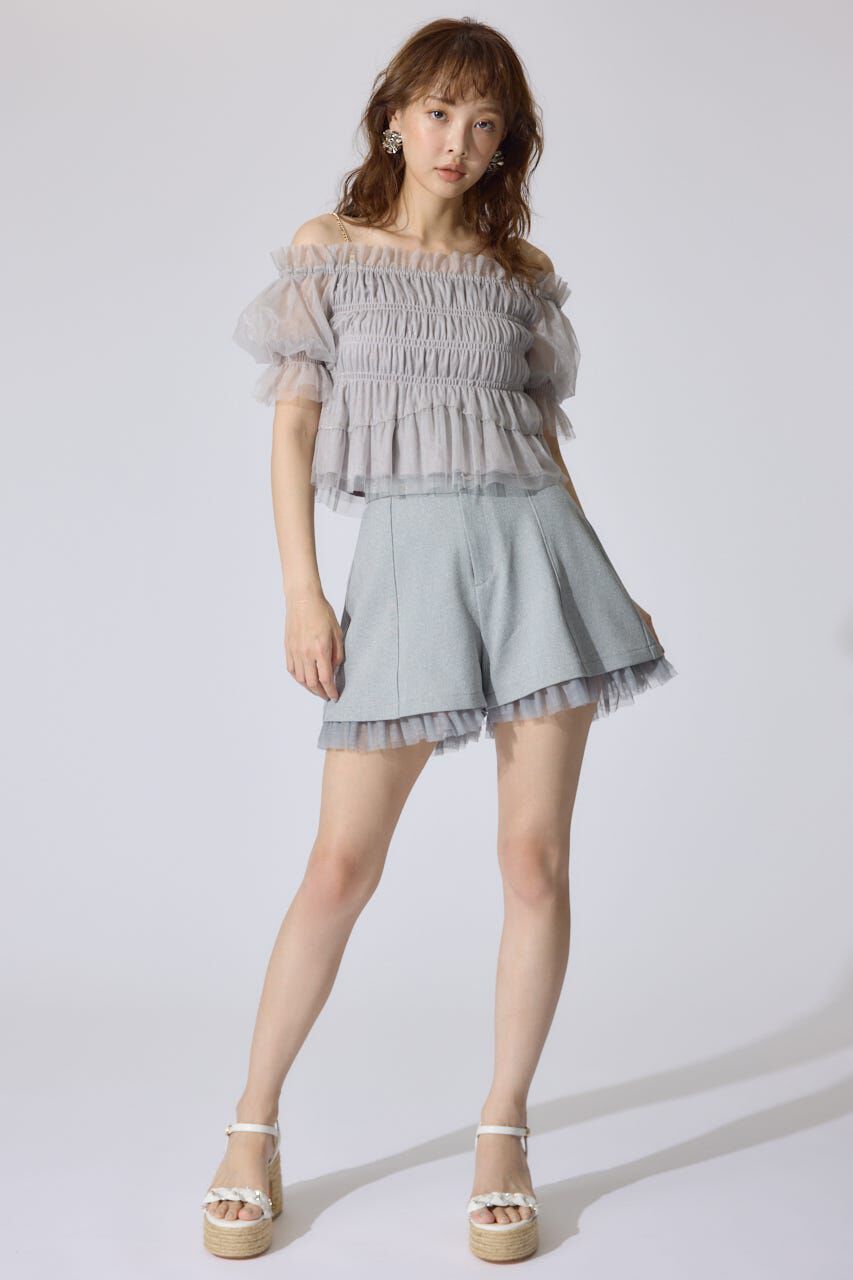 rienda「シアーオフショルショートスリーブブラウス」|シャツ・ブラウス|