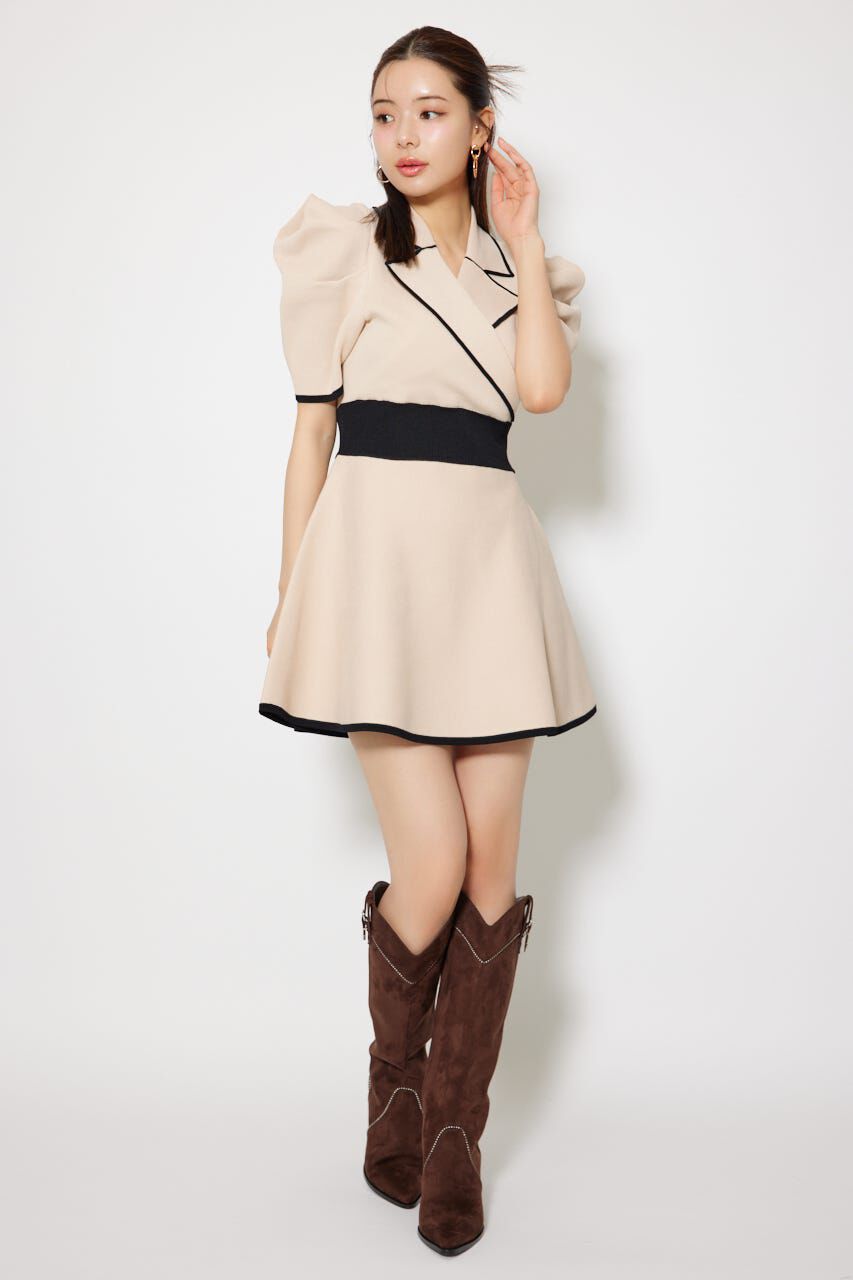 rienda「テーラードカラーミニフレアニットワンピース」|ワンピース|