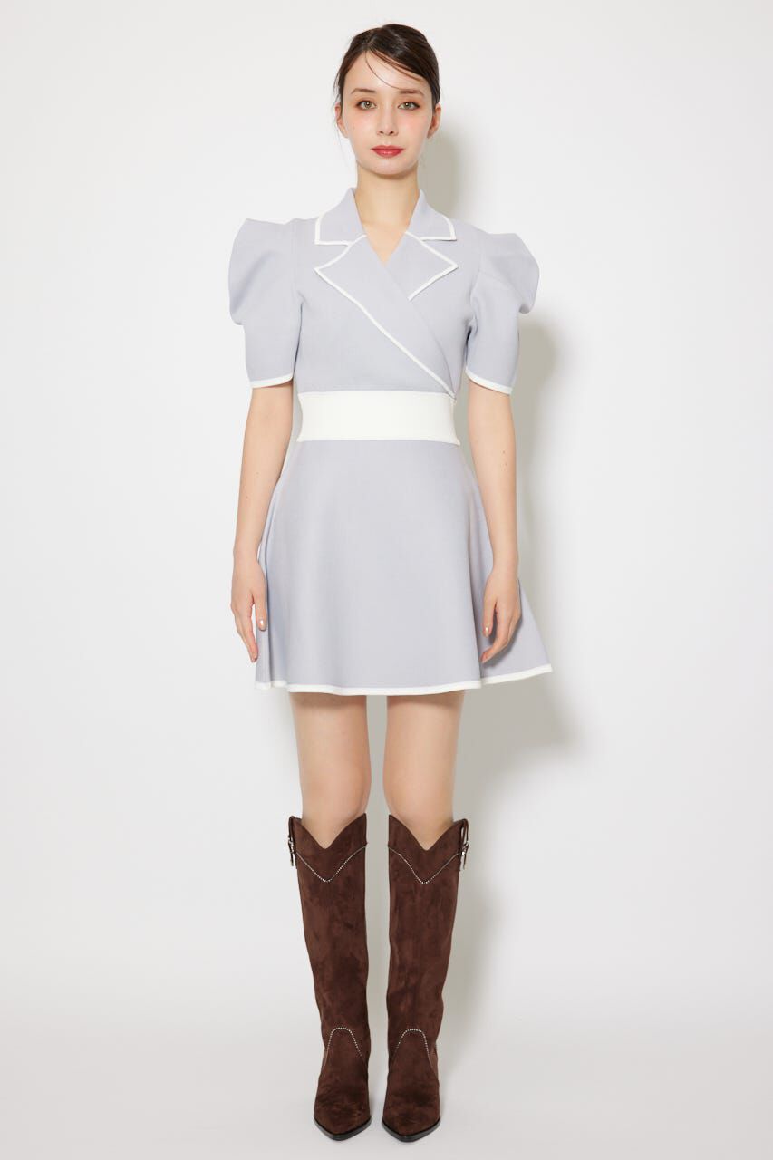 rienda「テーラードカラーミニフレアニットワンピース」|ワンピース|