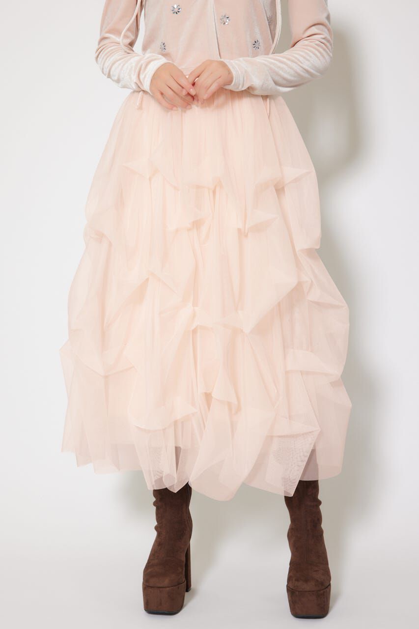 rienda「ランダムタックチュールスカート」|スカート|